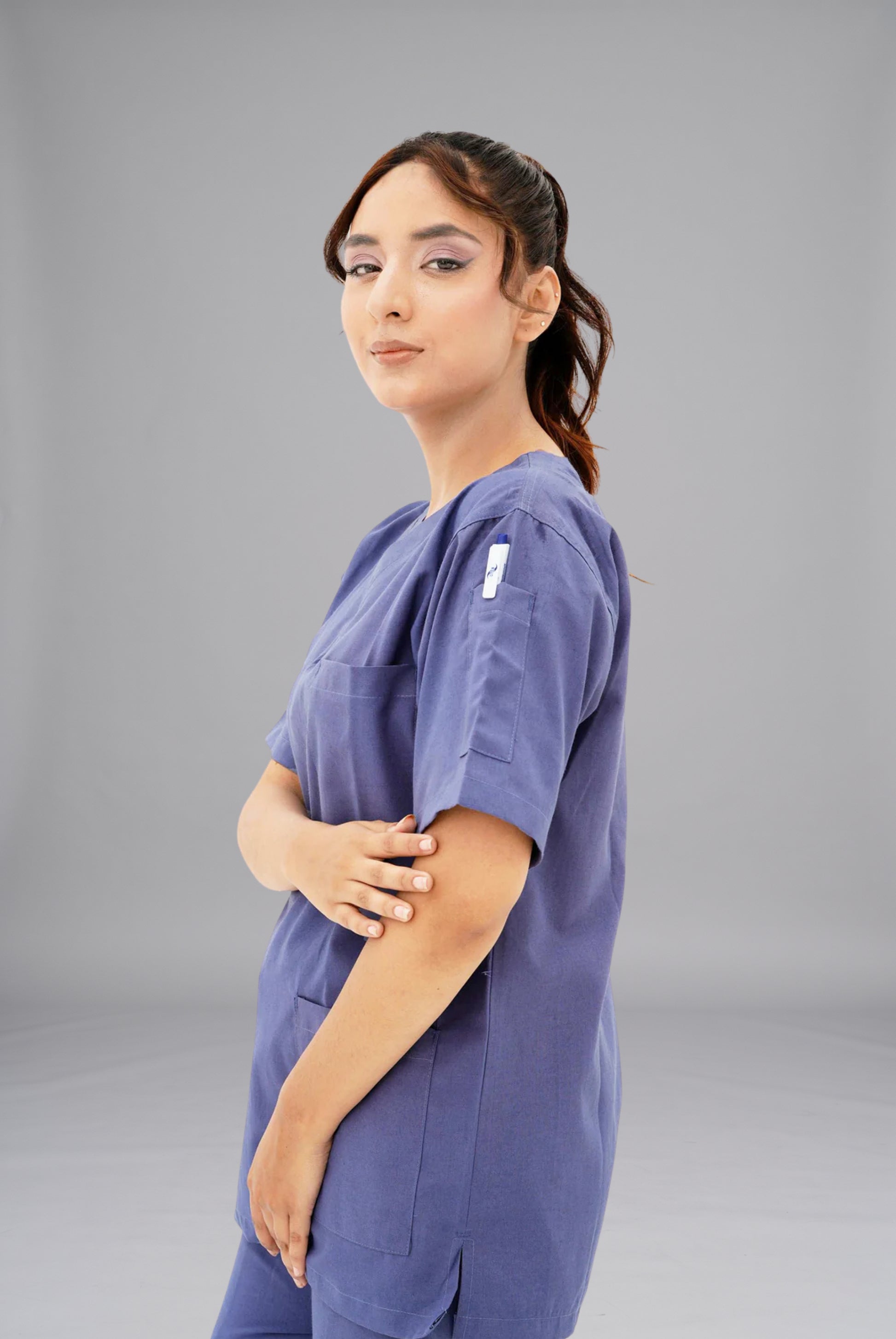 Buy light navy blue scrub for women in Pakistan by Gtex Apparels professional workwear for clinical use 6