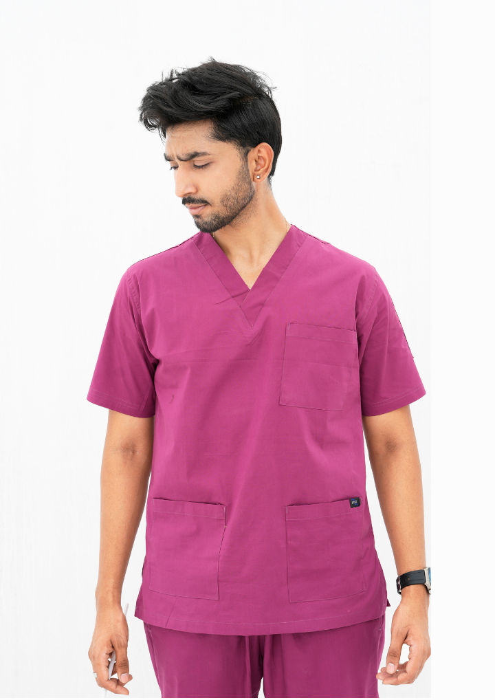 Mulberry Maroon Scrub Suit for Men by GTEX Apparels Pakistan