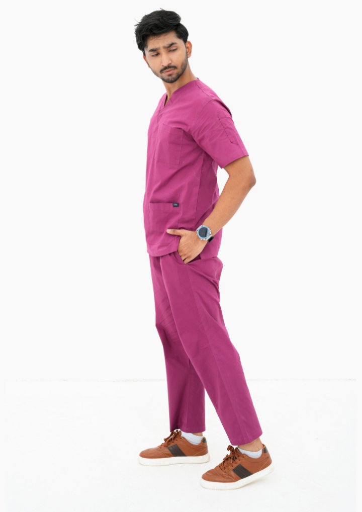 Mulberry Maroon Scrub Suit for Men by GTEX Apparels Pakistan