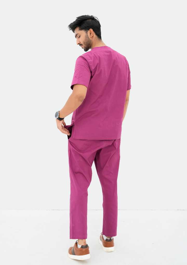 Mulberry Maroon Scrub Suit for Men by GTEX Apparels Pakistan