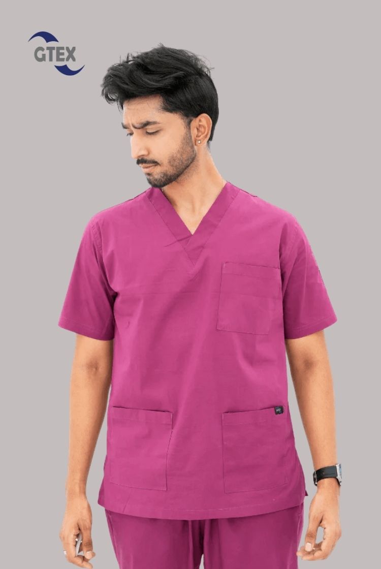 Mulberry Maroon Scrub Suit for Men by GTEX Apparels Pakistan