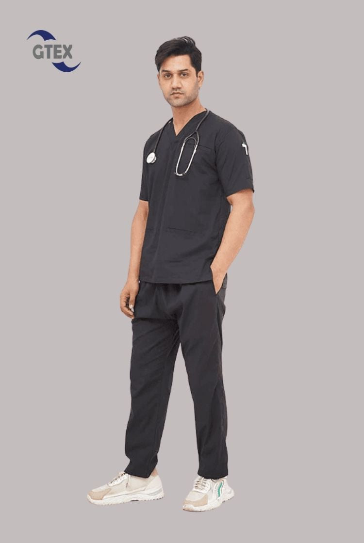 Performance Black Scrub Suit for Men By GTEX Apparels Pakistan