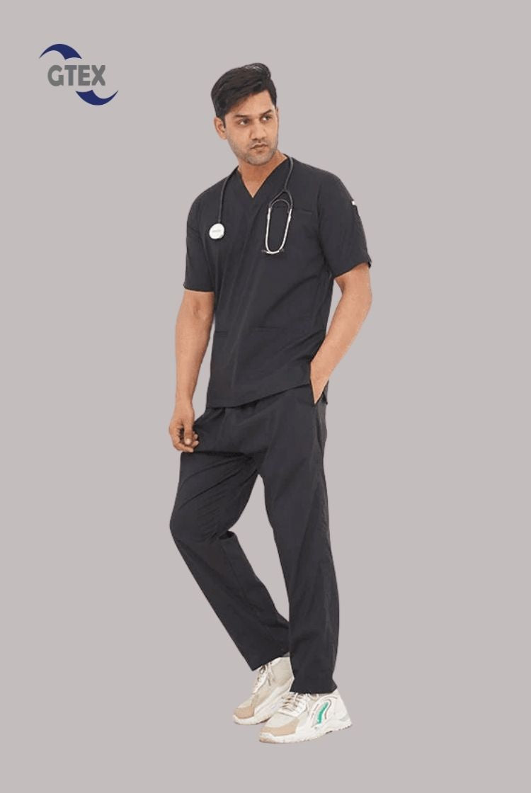 Performance Black Scrub Suit for Men By GTEX Apparels Pakistan