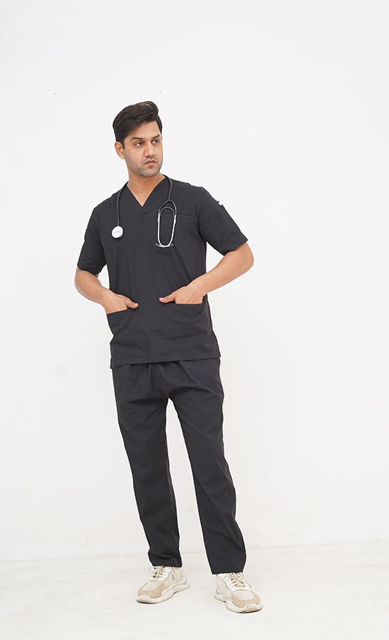 Performance Black Scrub Suit for Men By GTEX Apparels Pakistan