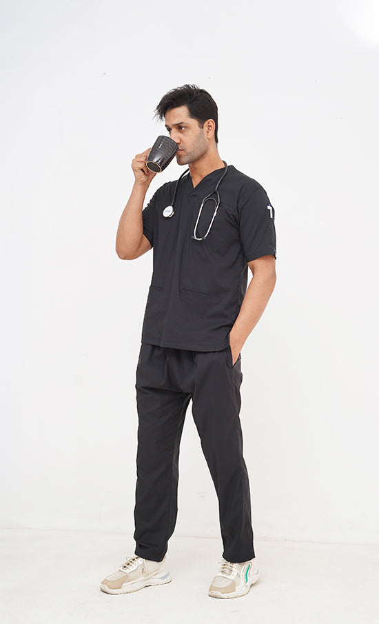 Performance Black Scrub Suit for Men By GTEX Apparels Pakistan