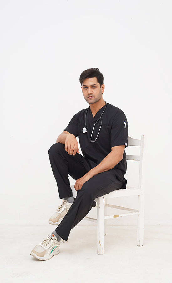 Performance Black Scrub Suit for Men By GTEX Apparels Pakistan