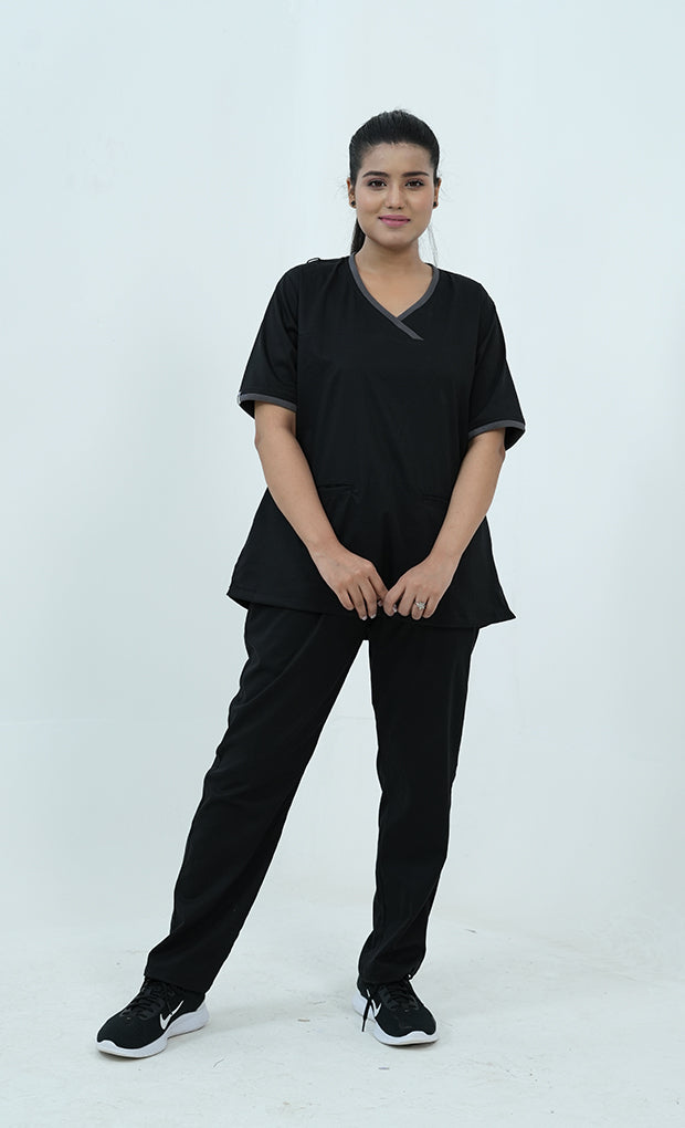 Buy Performance Black Scrub Suit for Women 1 - Gtex Apparels
