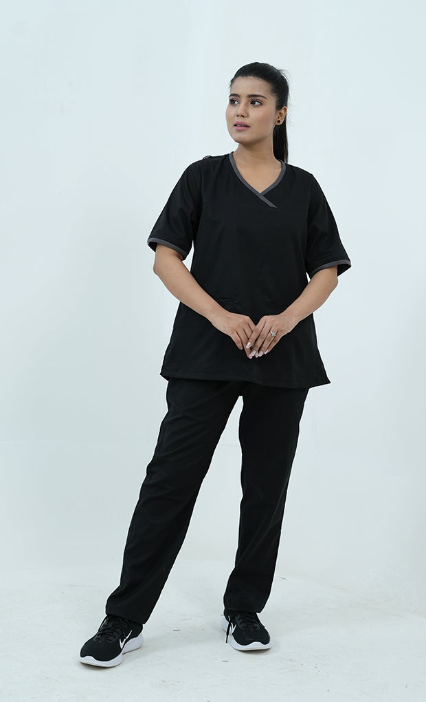Buy Performance Black Scrub Suit for Women 2 - Gtex Apparels