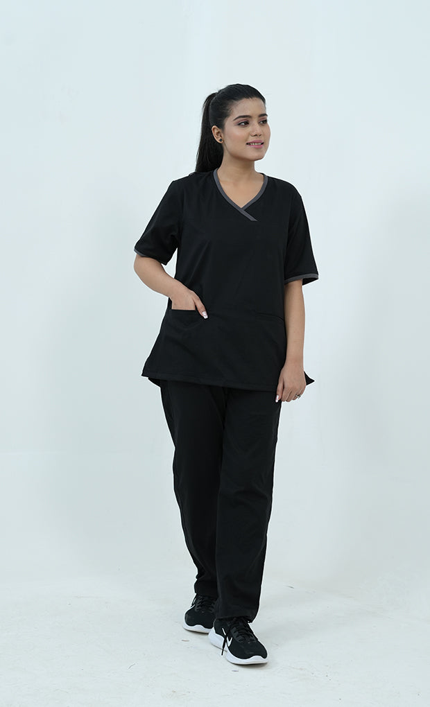 Buy Performance Black Scrub Suit for Women 3 - Gtex Apparels