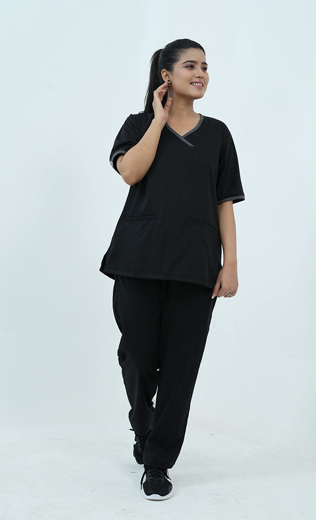Buy Performance Black Scrub Suit for Women 4 - Gtex Apparels