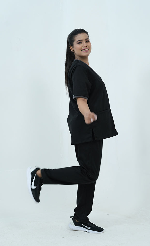 Buy Performance Black Scrub Suit for Women 5 - Gtex Apparels