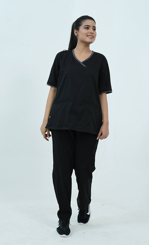 Buy Performance Black Scrub Suit for Women 6 - Gtex Apparels