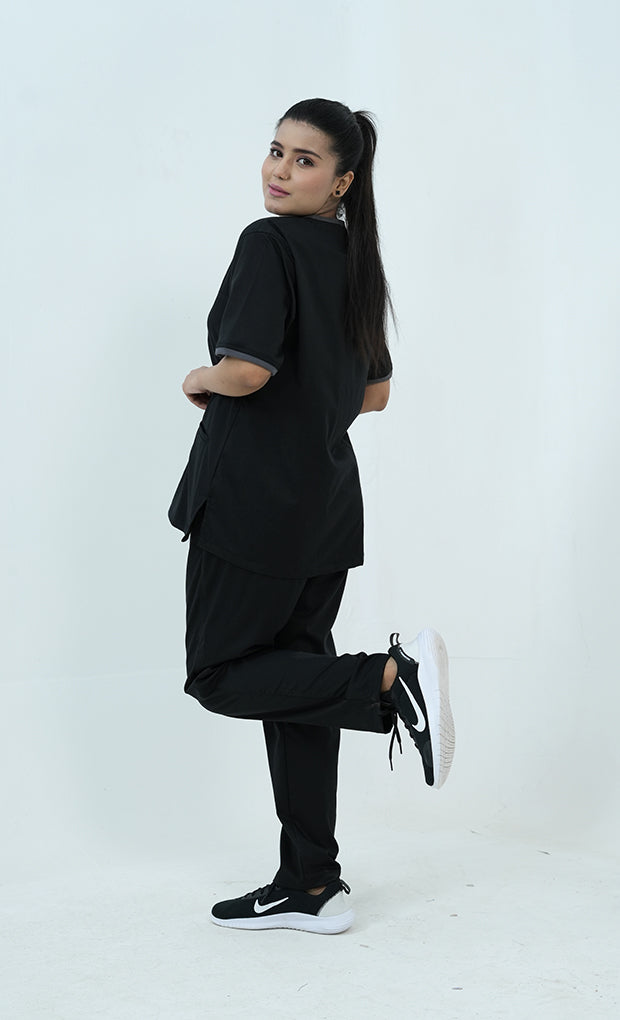 Buy Performance Black Scrub Suit for Women 7 - Gtex Apparels