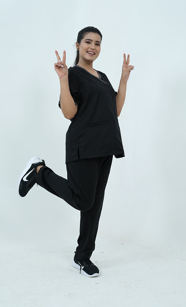 Buy Performance Black Scrub Suit for Women 8 - Gtex Apparels