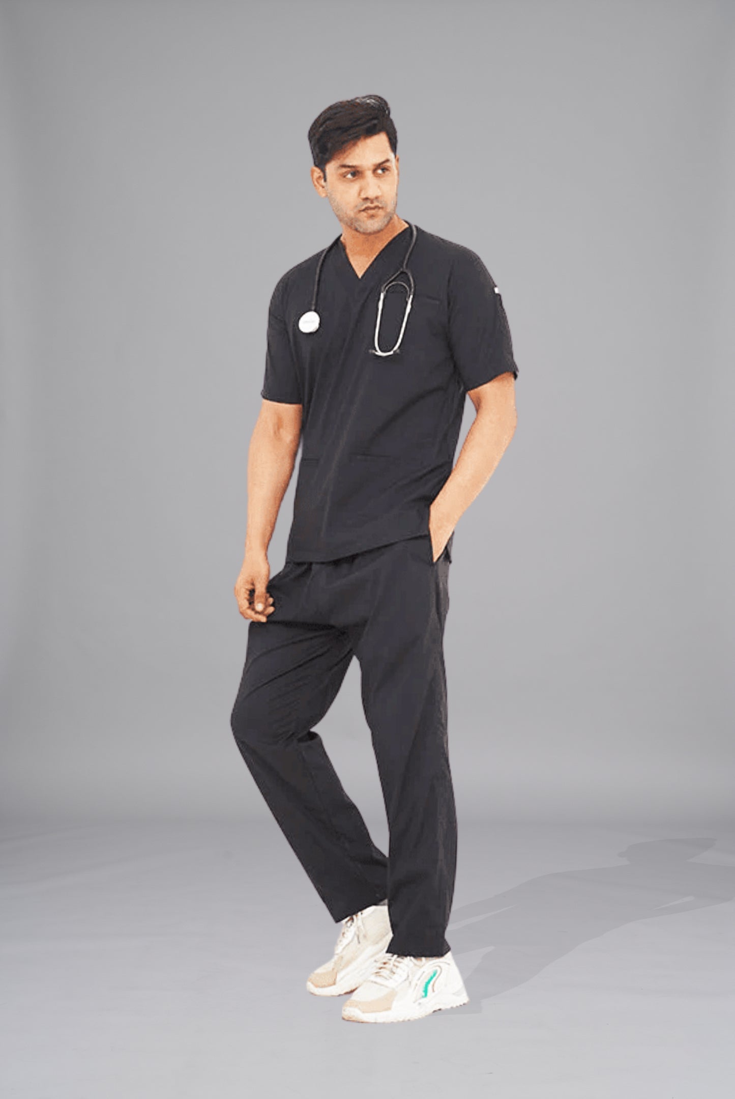 Buy performance black scrubs for men in Pakistan by Gtex Apparels comfortable workwear for daily use 3