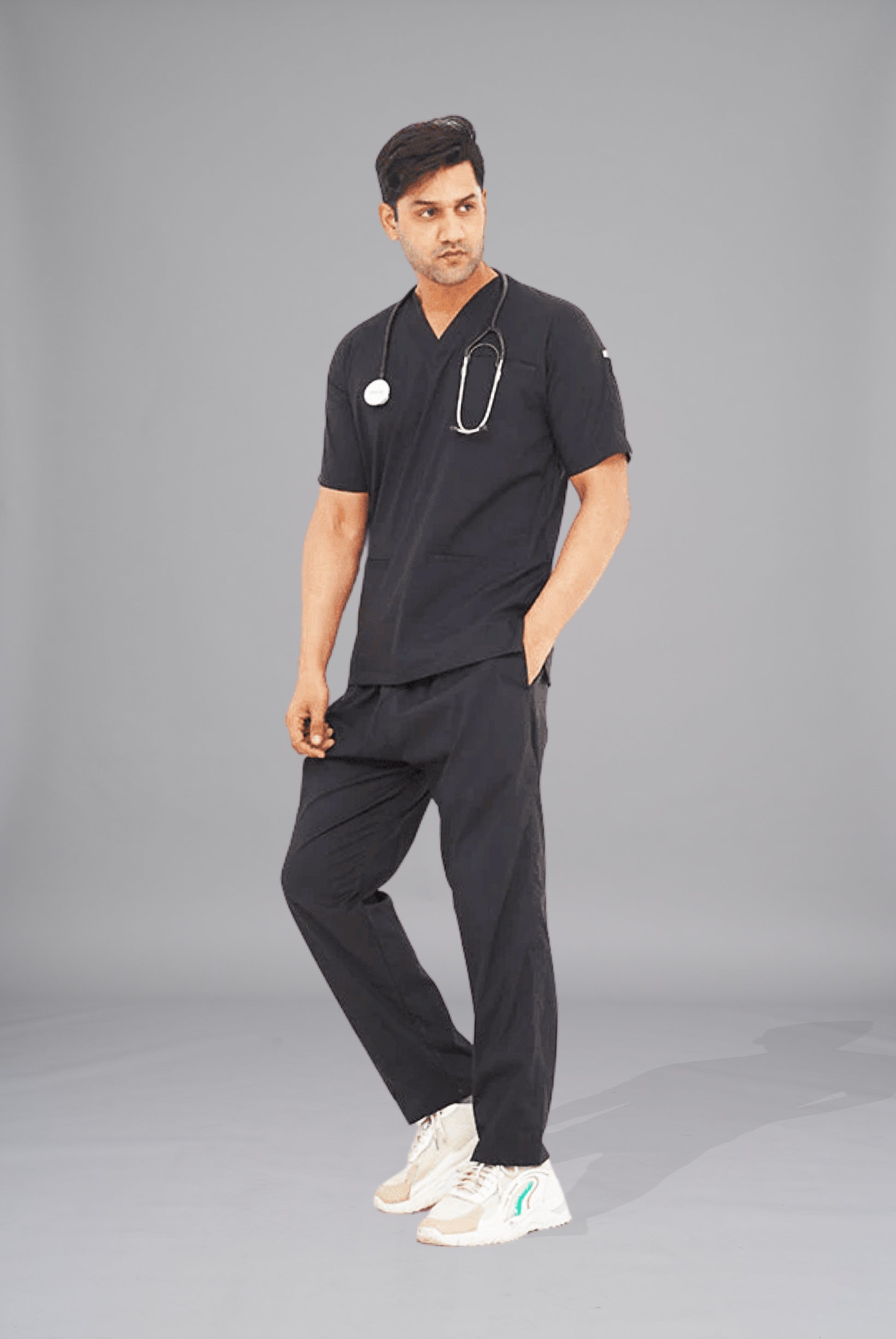 Buy performance black scrubs for men in Pakistan by Gtex Apparels comfortable workwear for daily use 3