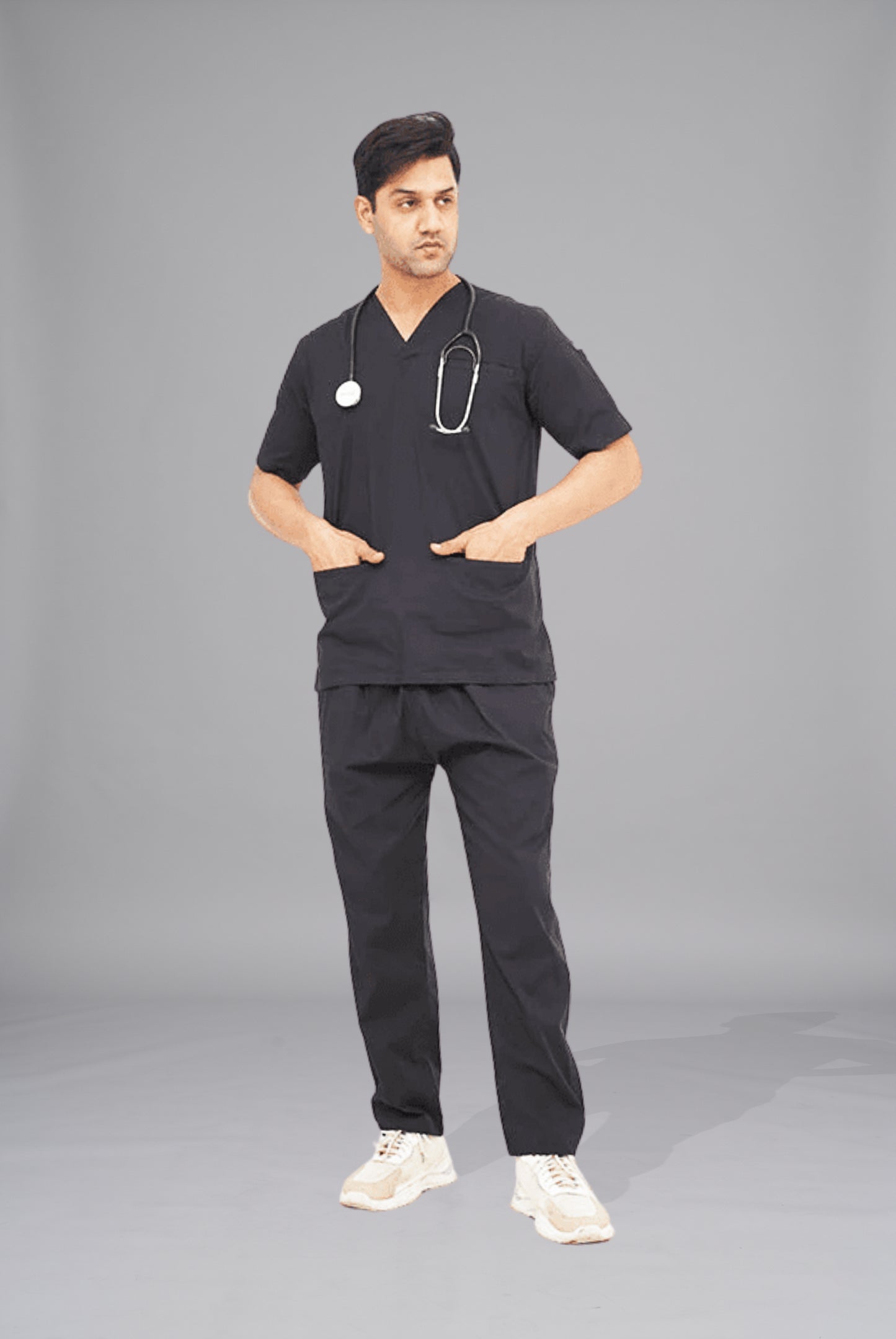 Buy performance black scrubs for men in Pakistan by Gtex Apparels comfortable workwear for daily use 4