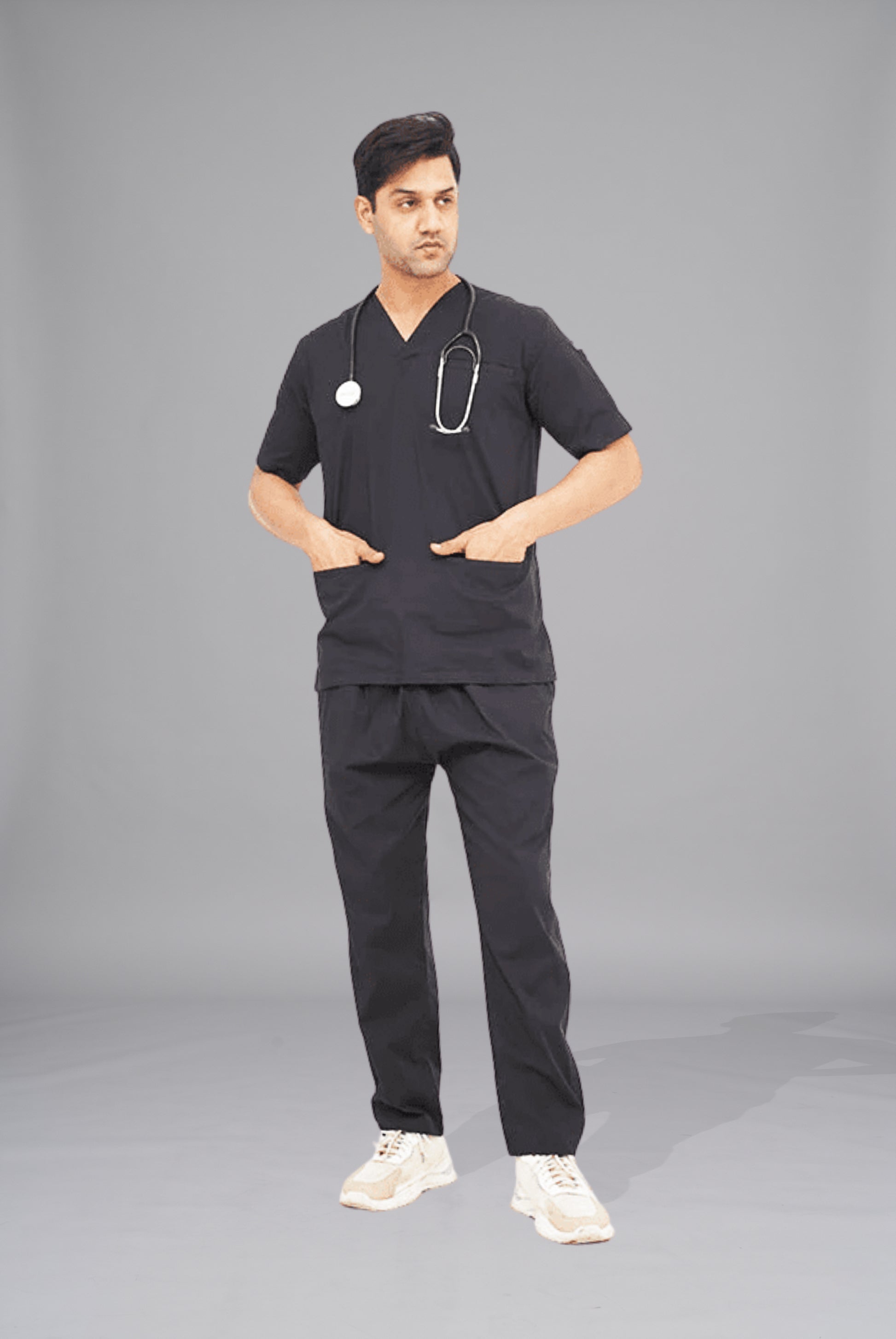 Buy performance black scrubs for men in Pakistan by Gtex Apparels comfortable workwear for daily use 4