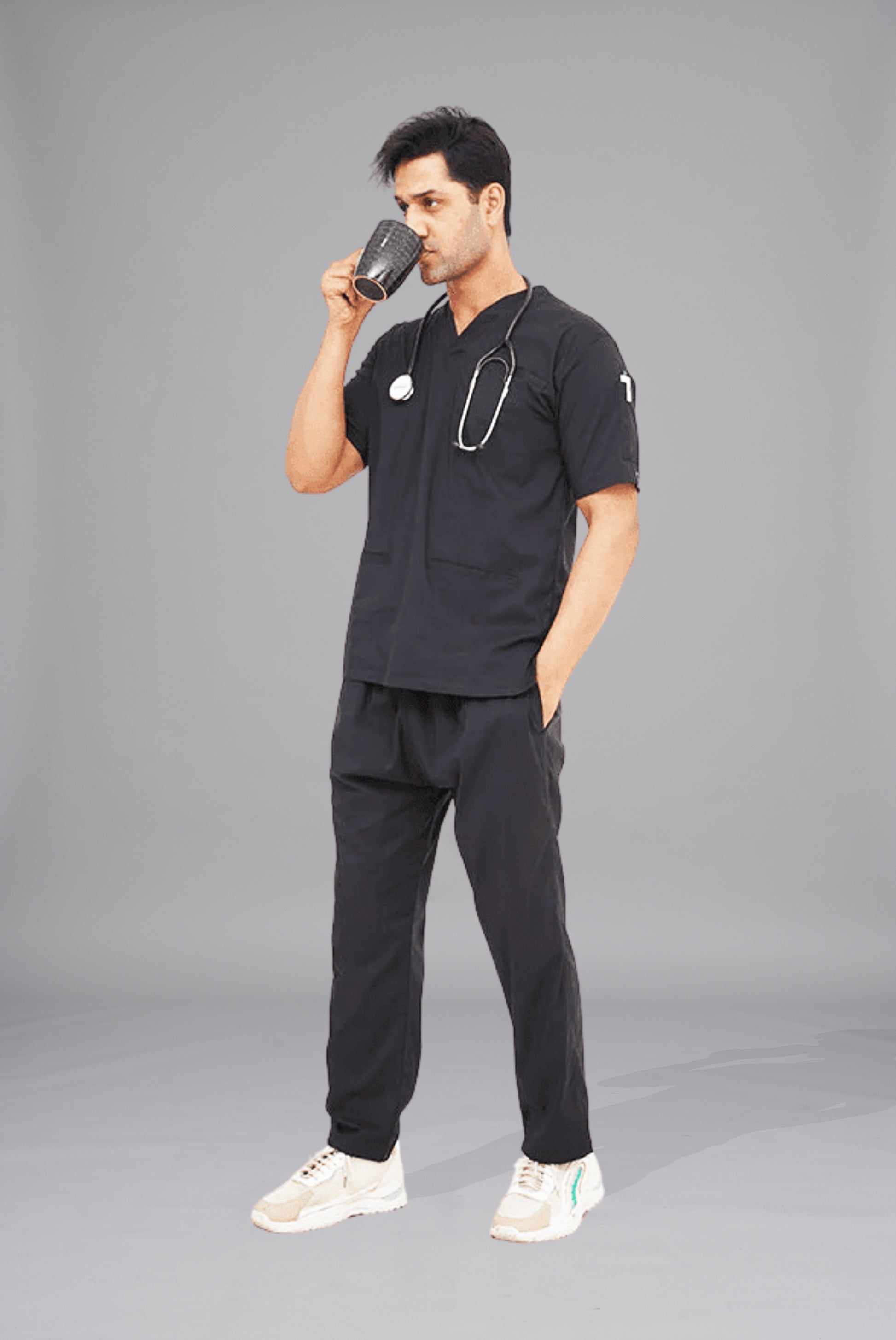 Buy performance black scrubs for men in Pakistan by Gtex Apparels comfortable workwear for daily use 5