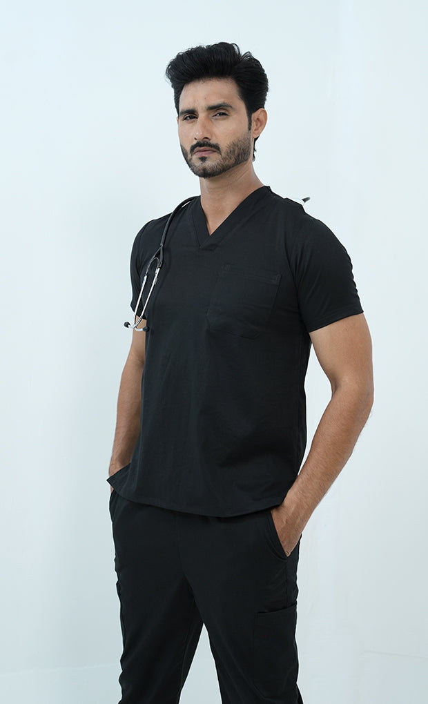 Buy Premium Black Scrub Suit For Men 4 - Gtex Apparels