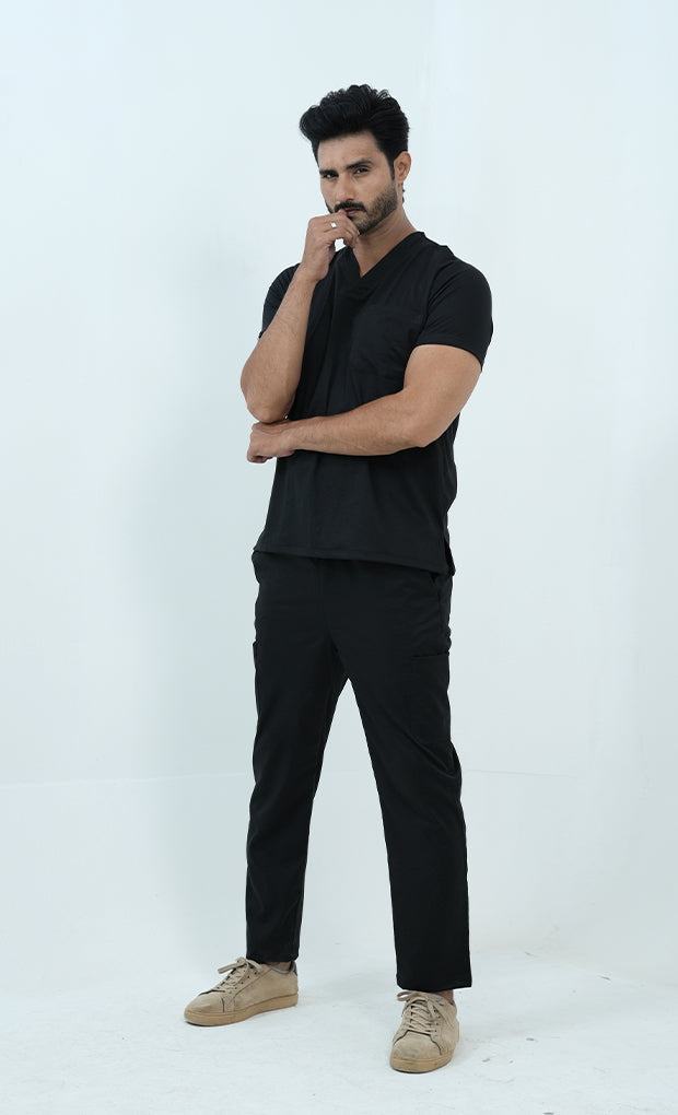 Buy Premium Black Scrub Suit For Men 6 - Gtex Apparels