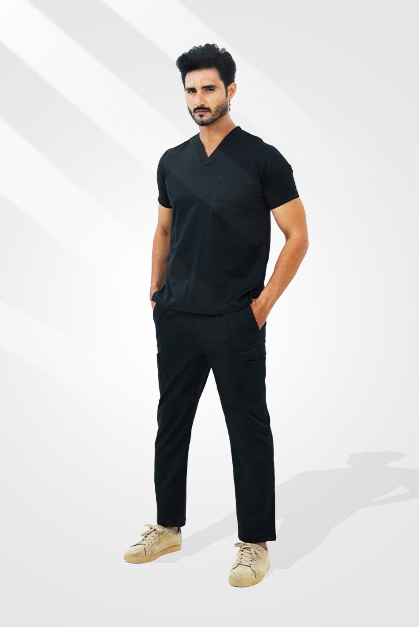 Premium Notch™ Pro Black Scrub Suit for Men by GTEX Apparels Pakistan