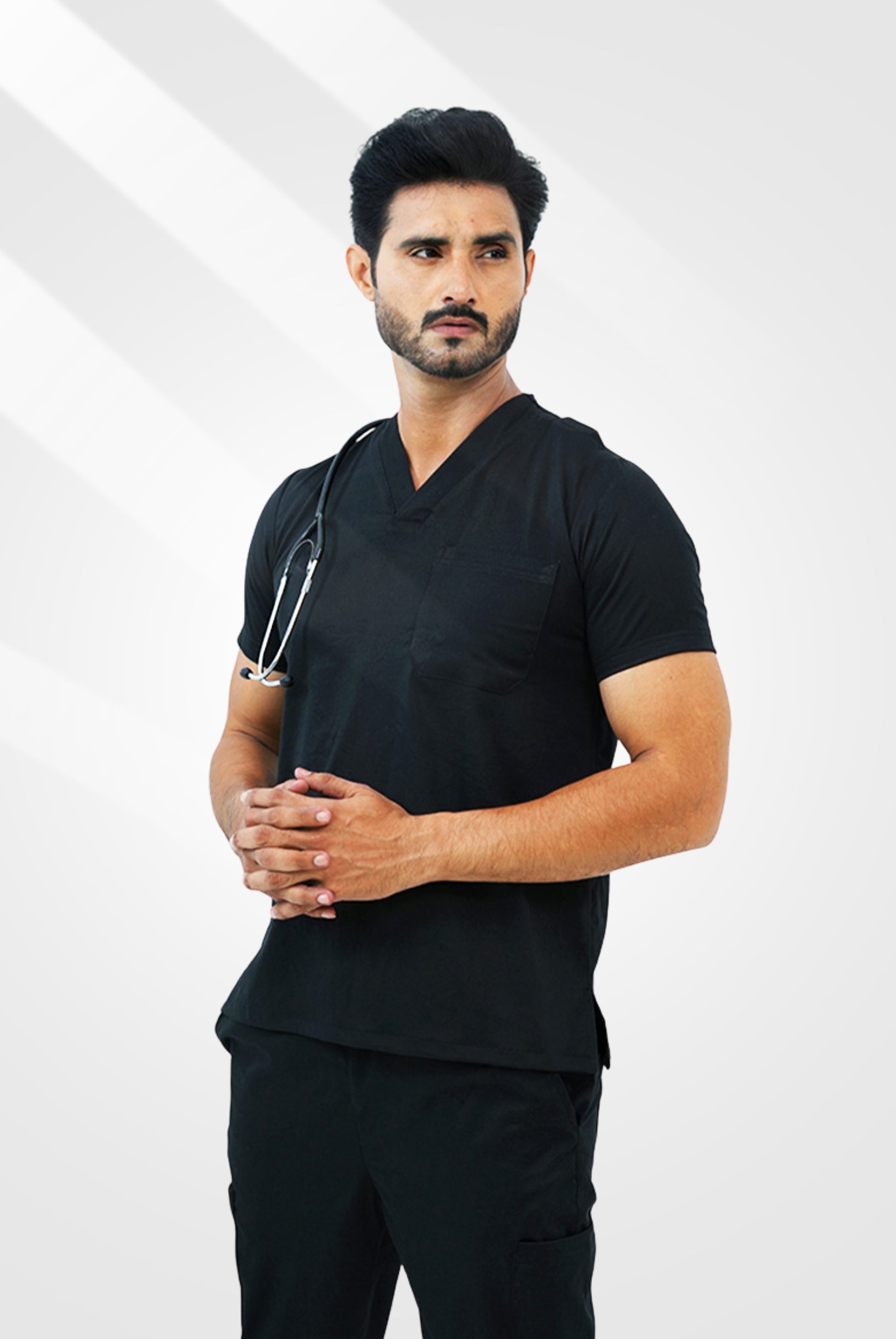 Premium Notch™ Pro Black Scrub Suit for Men by GTEX Apparels Pakistan