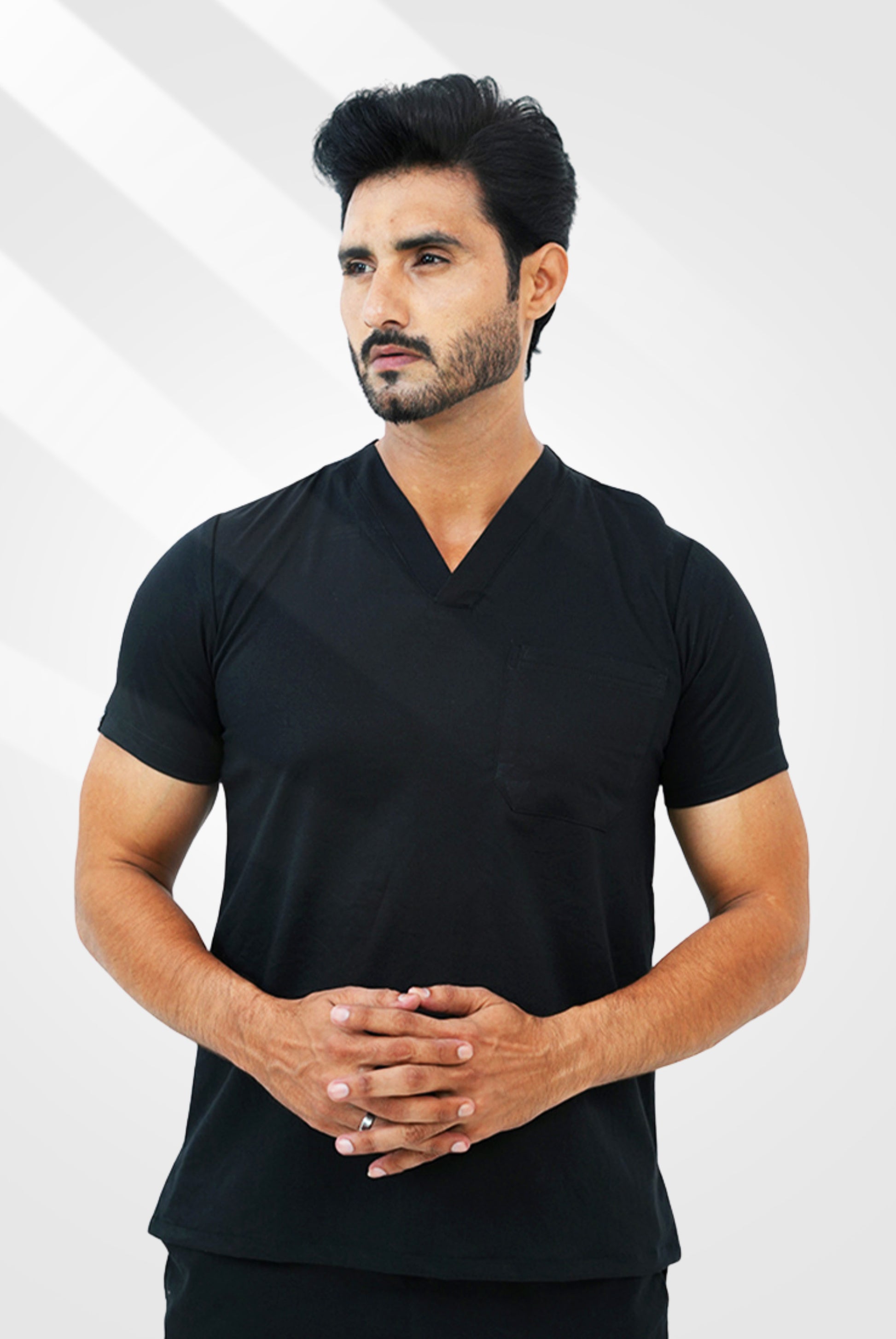Premium Notch™ Pro Black Scrub Suit for Men by GTEX Apparels Pakistan
