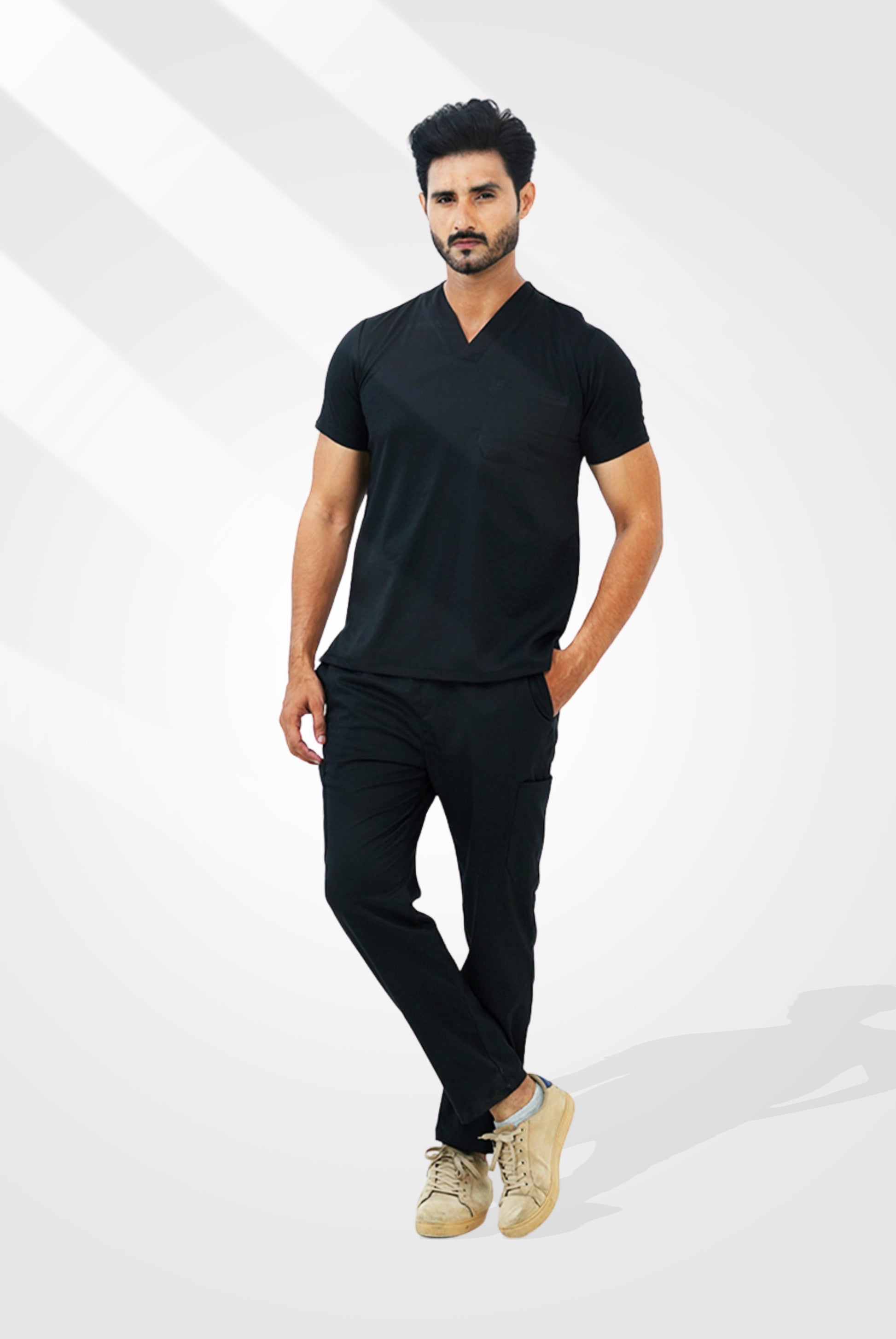 Premium Notch™ Pro Black Scrub Suit for Men by GTEX Apparels Pakistan