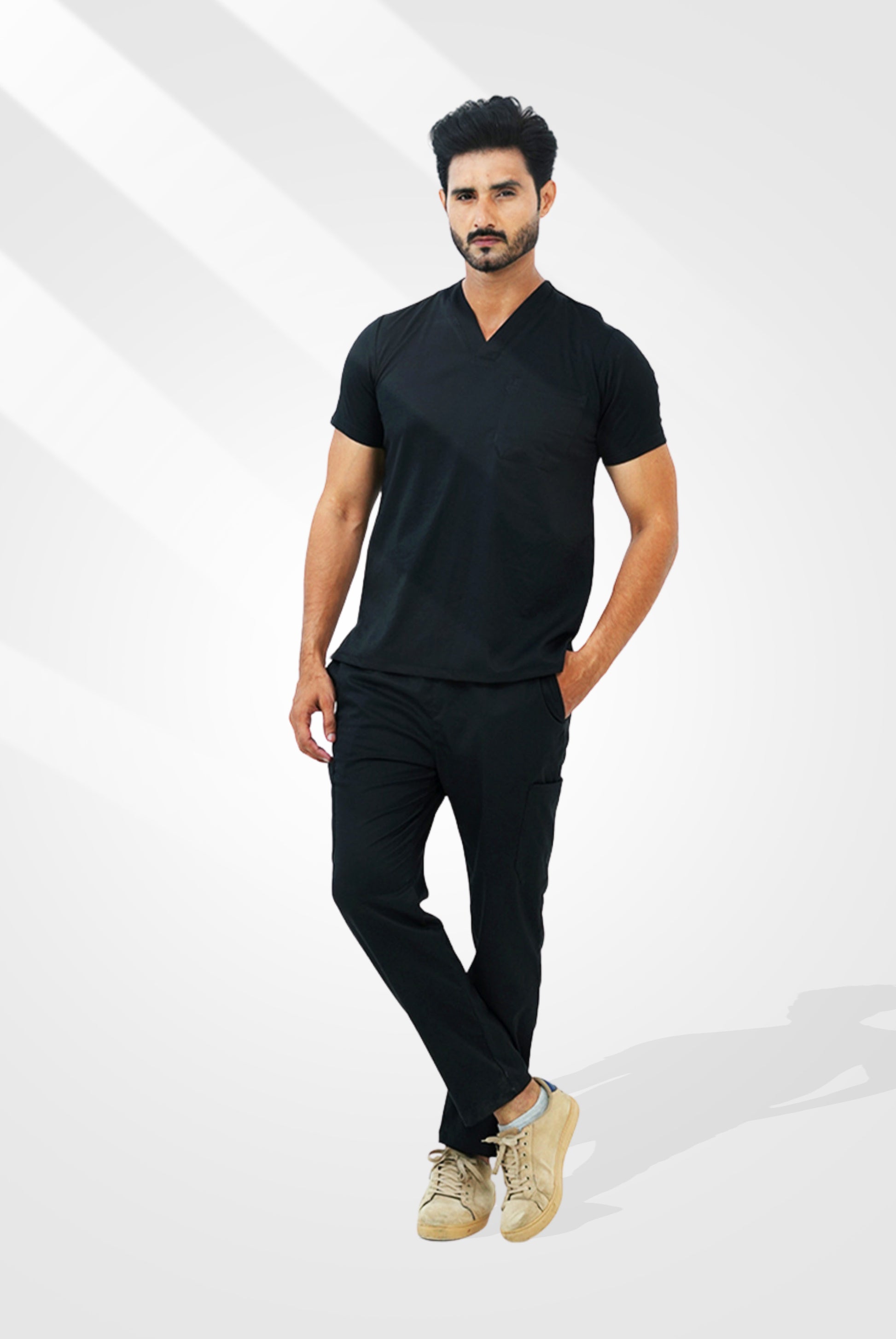 Premium Notch™ Pro Black Scrub Suit for Men by GTEX Apparels Pakistan