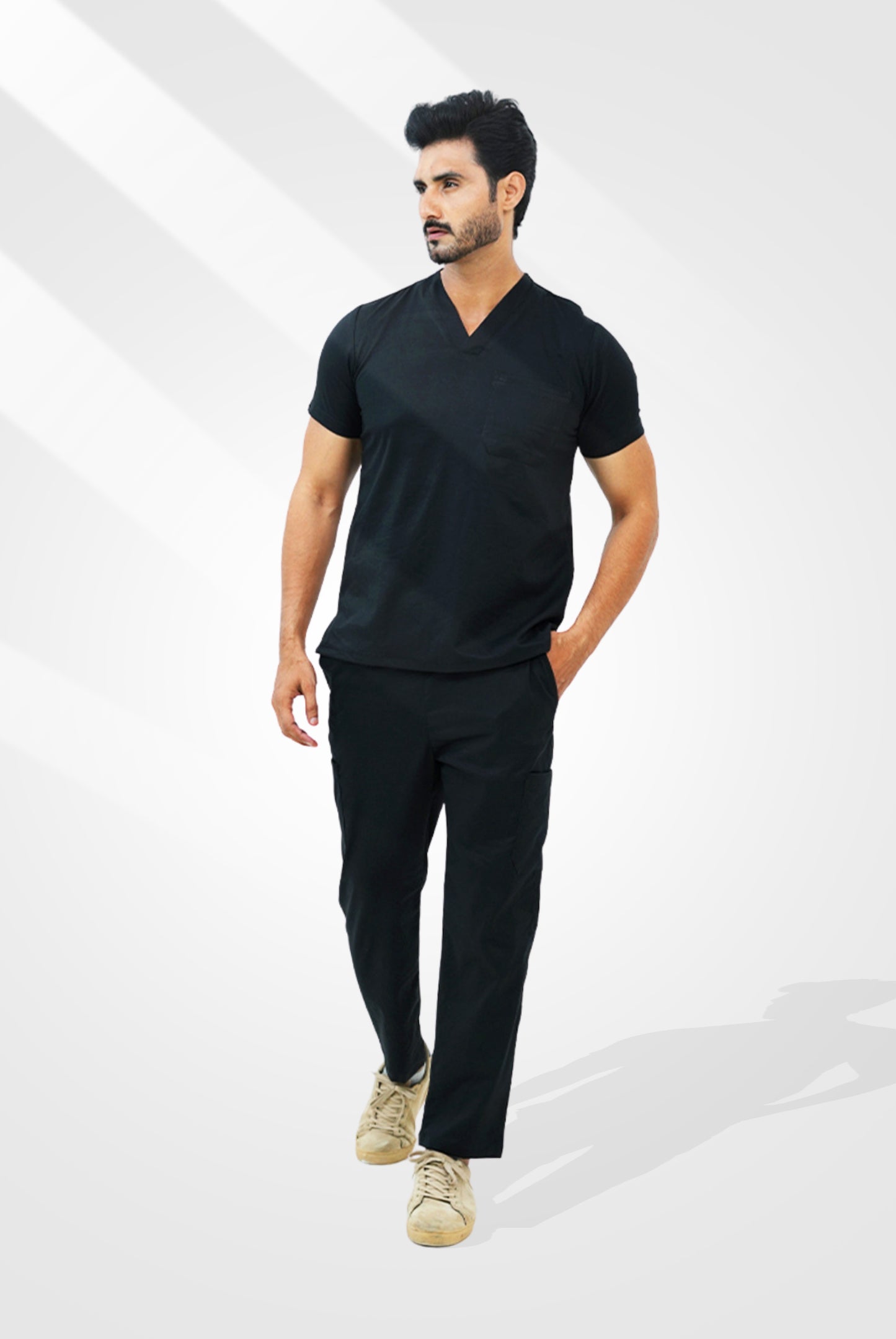 Premium Notch™ Pro Black Scrub Suit for Men by GTEX Apparels Pakistan