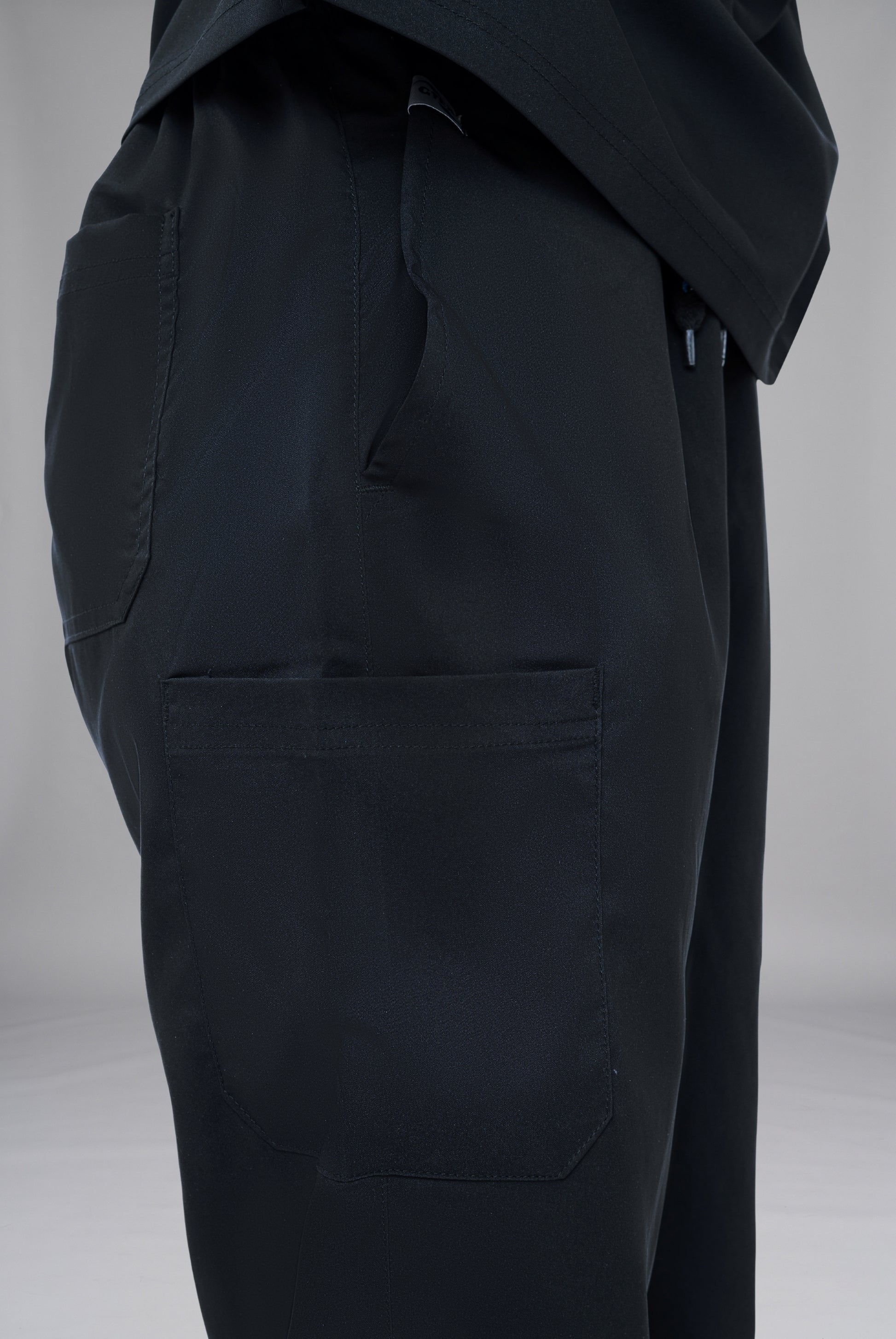 Buy Premium Notch™ Pro black scrub wrinkle free edition in Pakistan by Gtex Apparels designed for comfortable daily professional use in healthcare environments  4