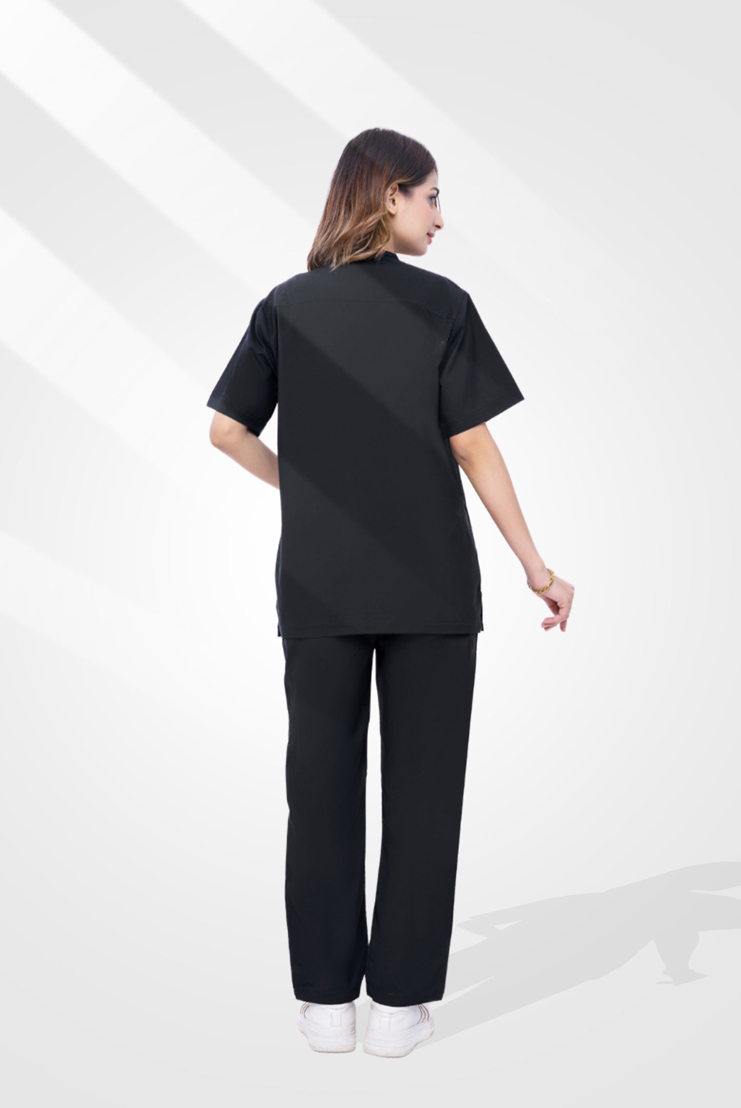 Buy Premium Notch™ Pro black scrub wrinkle free edition in Pakistan by Gtex Apparels designed for comfortable daily professional use in healthcare environments  3