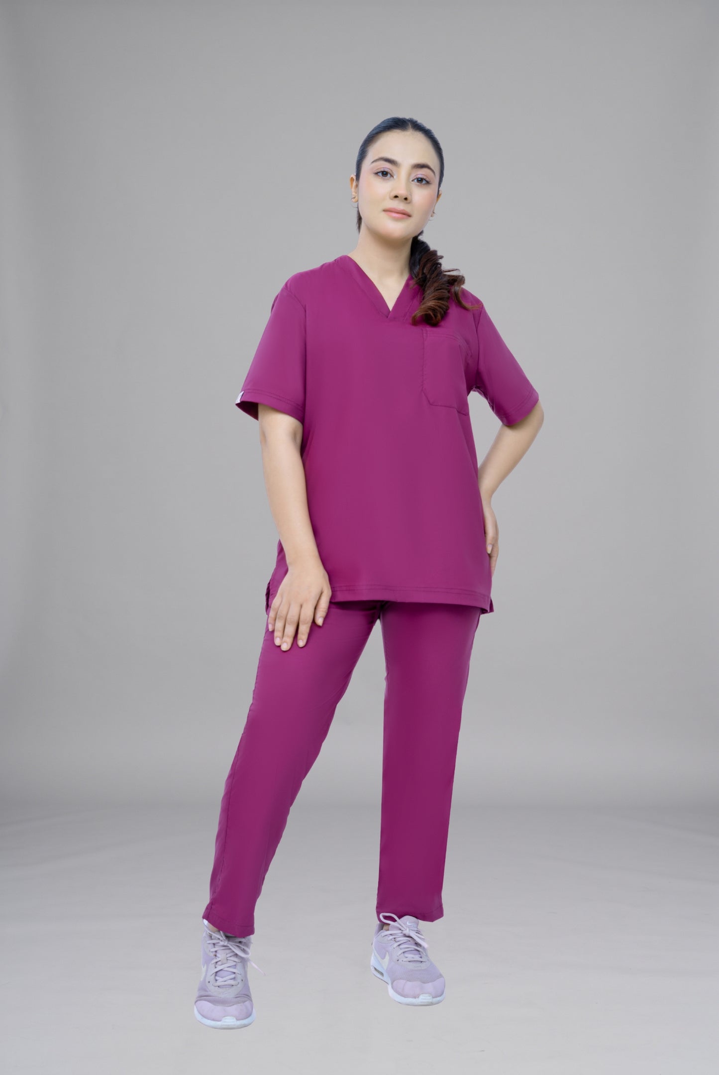 Premium Notch™ Pro Bright Maroon Scrub Wrinkle Free Edition | GTEX Apparels Pakistan 