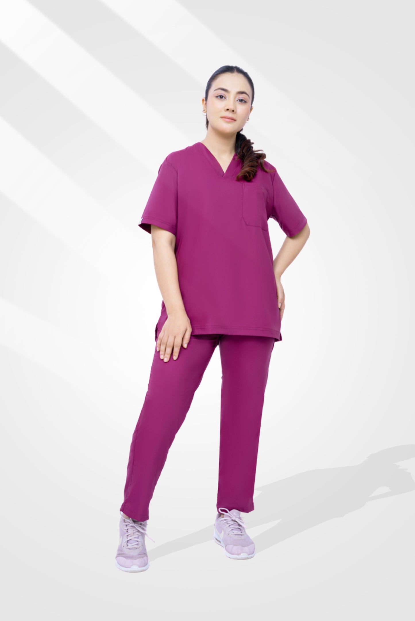 Premium Notch™ Pro Bright Maroon Scrub Wrinkle Free Edition | GTEX Apparels Pakistan 1