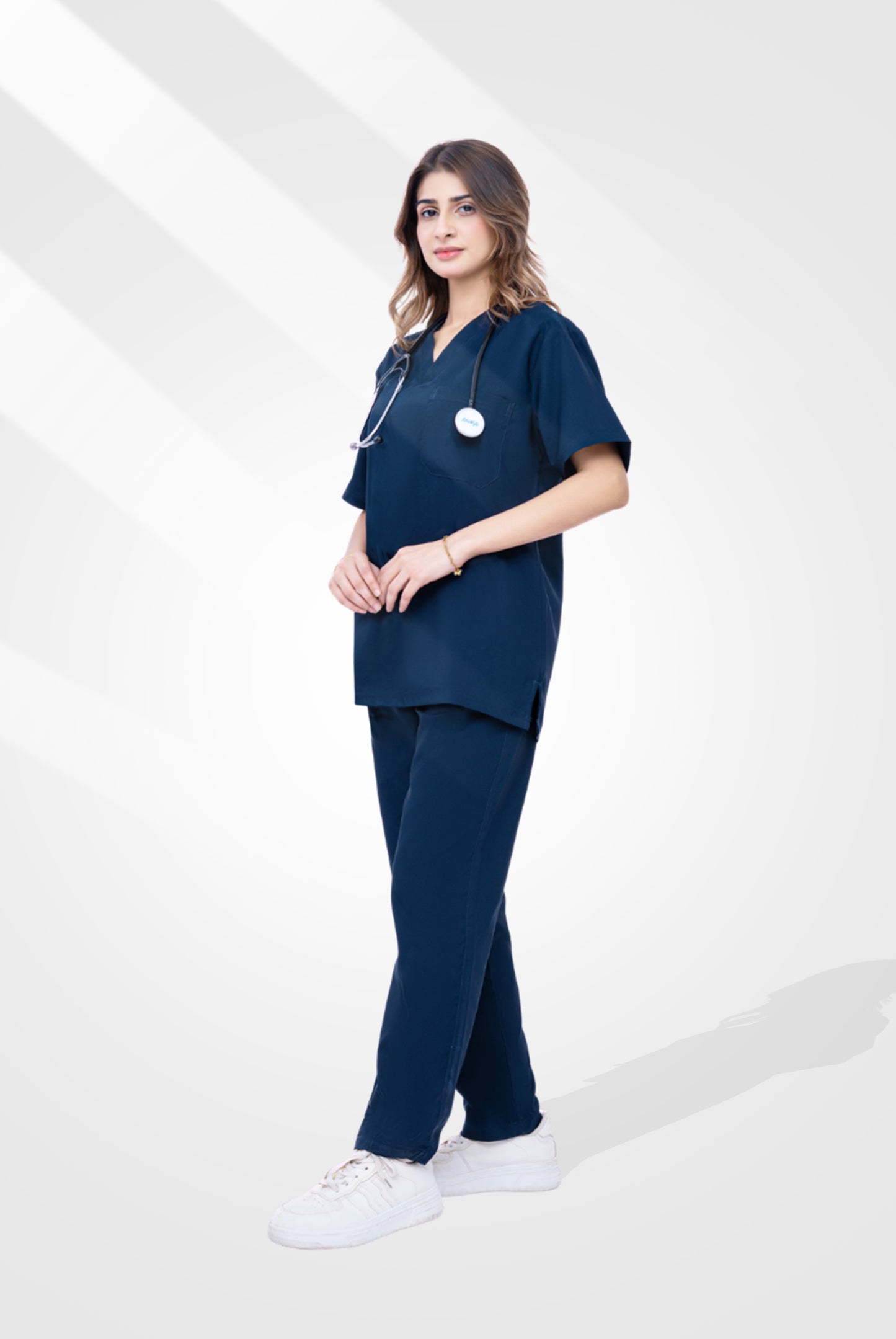 Buy Premium Notch™ Pro dark navy scrub wrinkle-free edition in Pakistan by Gtex Apparels, designed for comfortable daily professional use in healthcare environments 2
