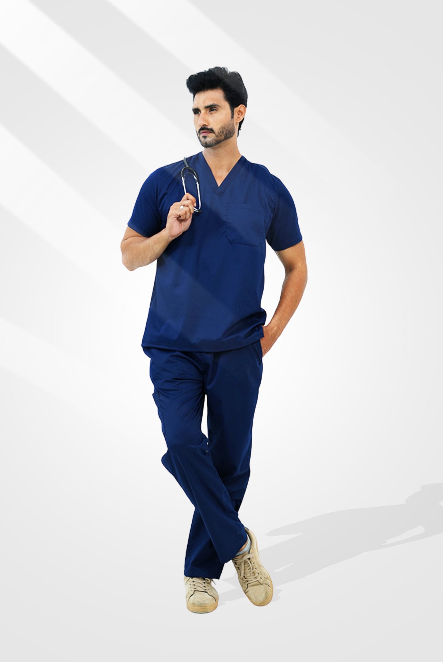 Premium Notch™ Pro Ink Navy Scrub Suit for Men by GTEX Apparels Pakistan