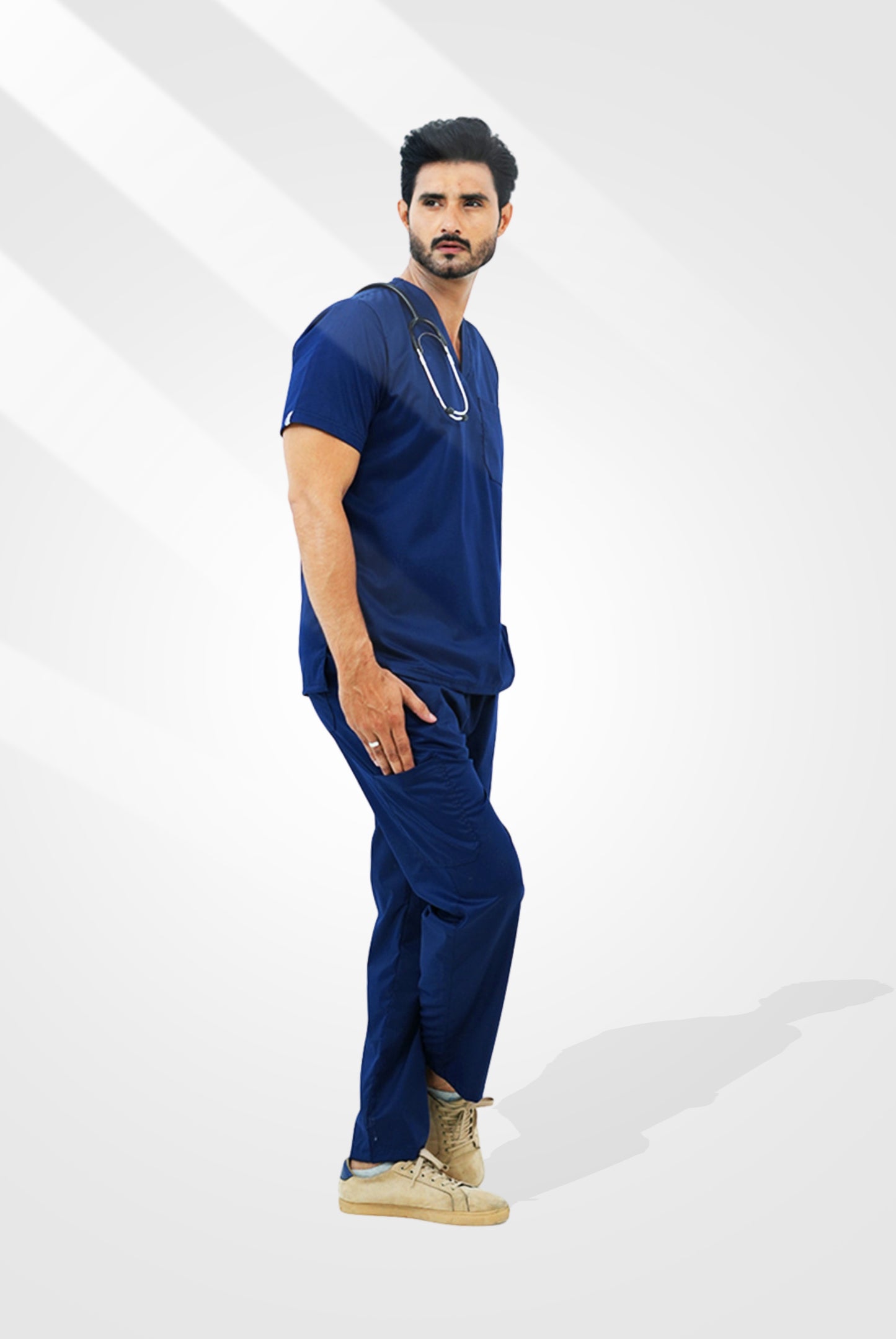 Premium Notch™ Pro Ink Navy Scrub Suit for Men by GTEX Apparels Pakistan