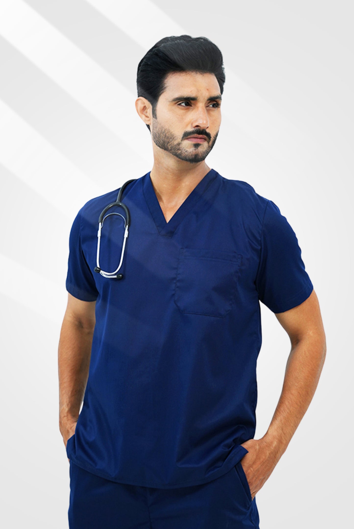 Premium Notch™ Pro Ink Navy Scrub Suit for Men by GTEX Apparels Pakistan