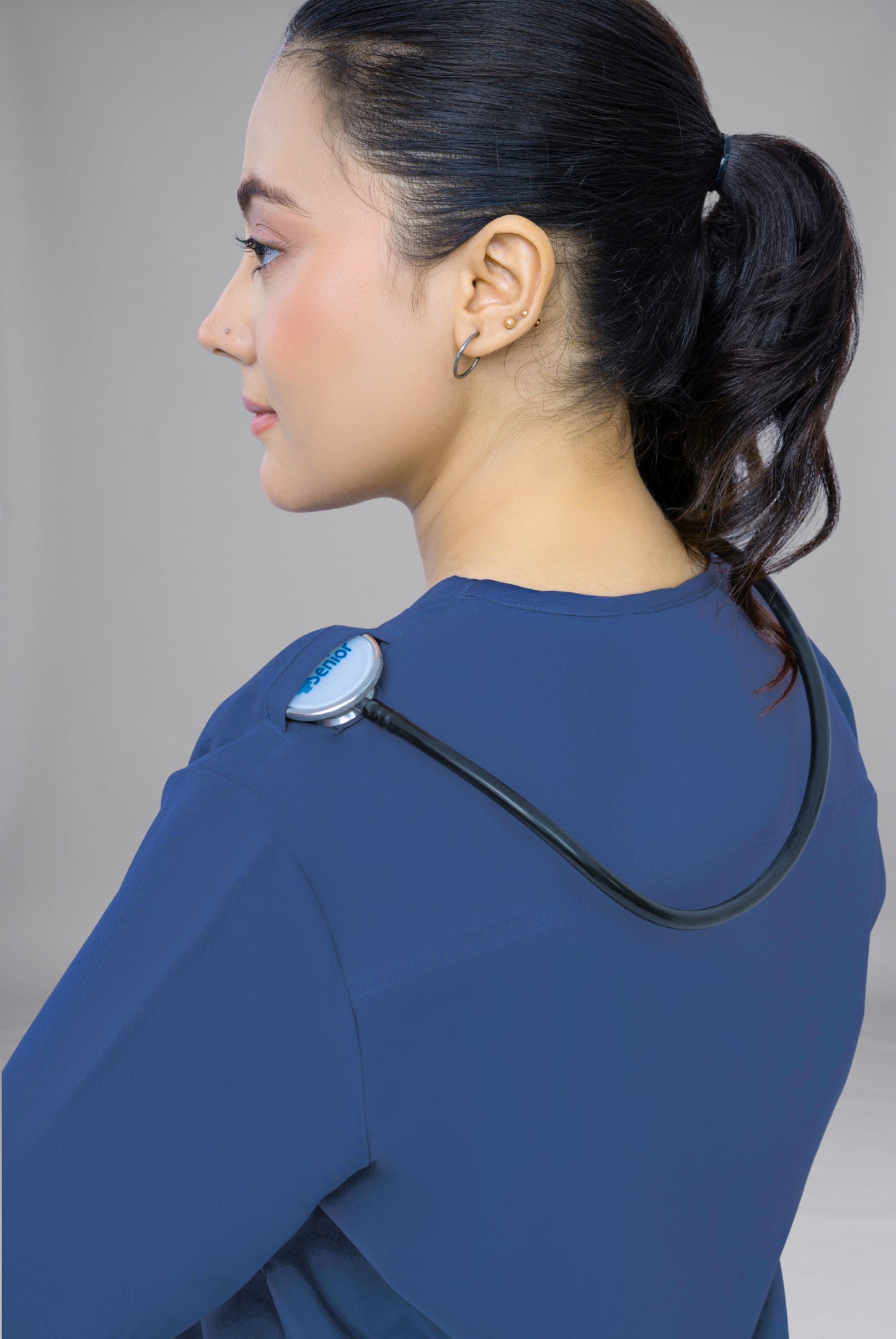 Buy Premium Notch Pro light navy scrub wrinkle free edition in Pakistan by Gtex Apparels designed for comfortable daily professional use in healthcare environments 3