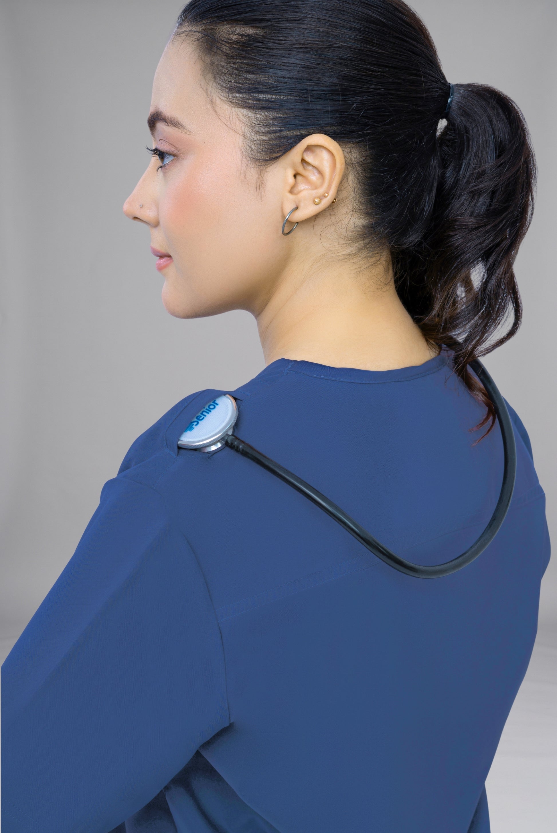 Buy Premium Notch Pro light navy scrub wrinkle free edition in Pakistan by Gtex Apparels designed for comfortable daily professional use in healthcare environments 3