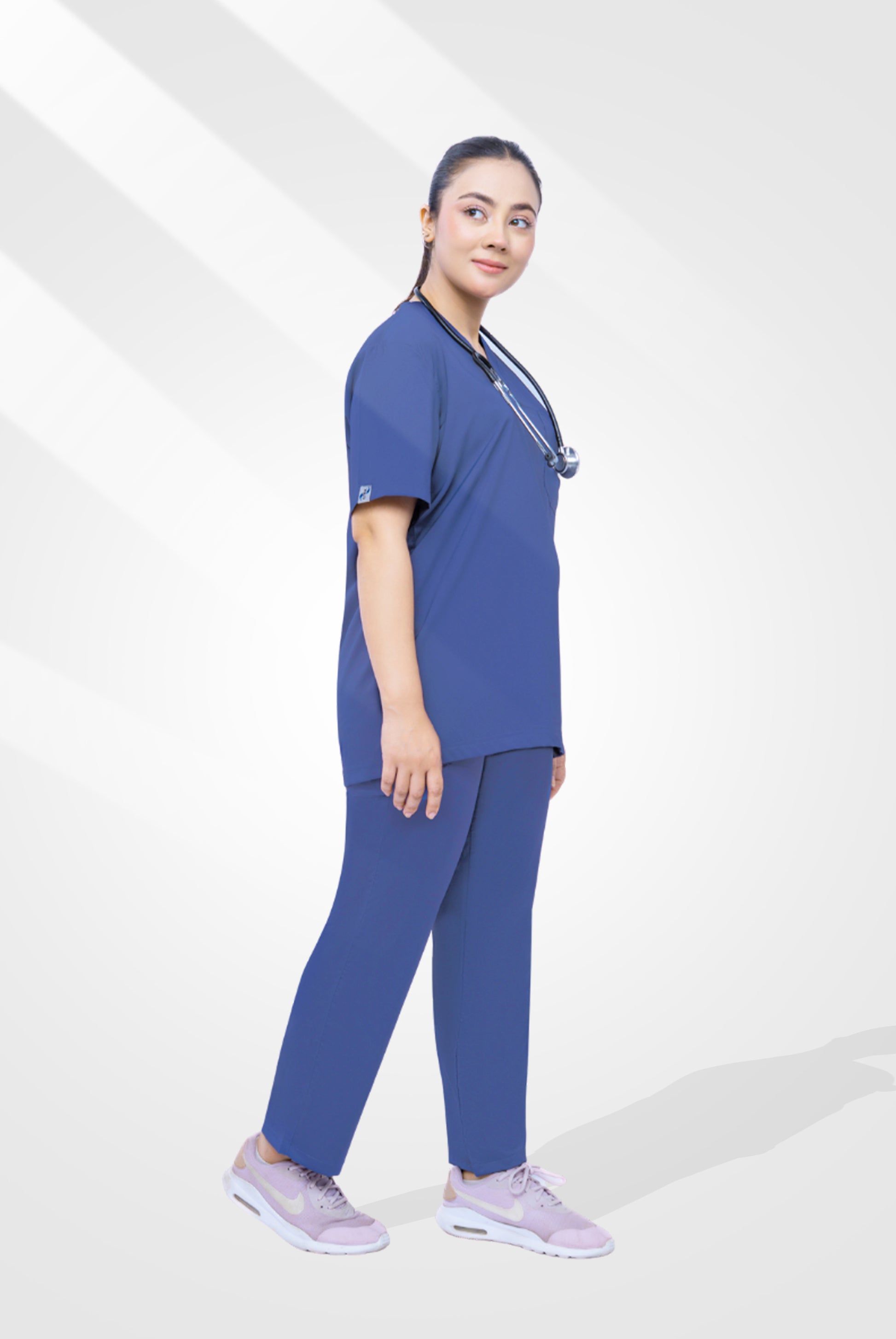 Buy Premium Notch Pro light navy scrub wrinkle free edition in Pakistan by Gtex Apparels designed for comfortable daily professional use in healthcare environments 2