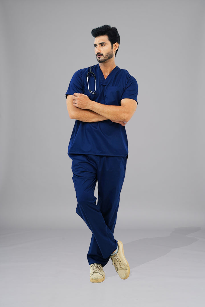 Buy Premium Notch™ Pro ink navy scrub in Pakistan by Gtex Apparels designed for comfortable daily professional use in healthcare environments 2