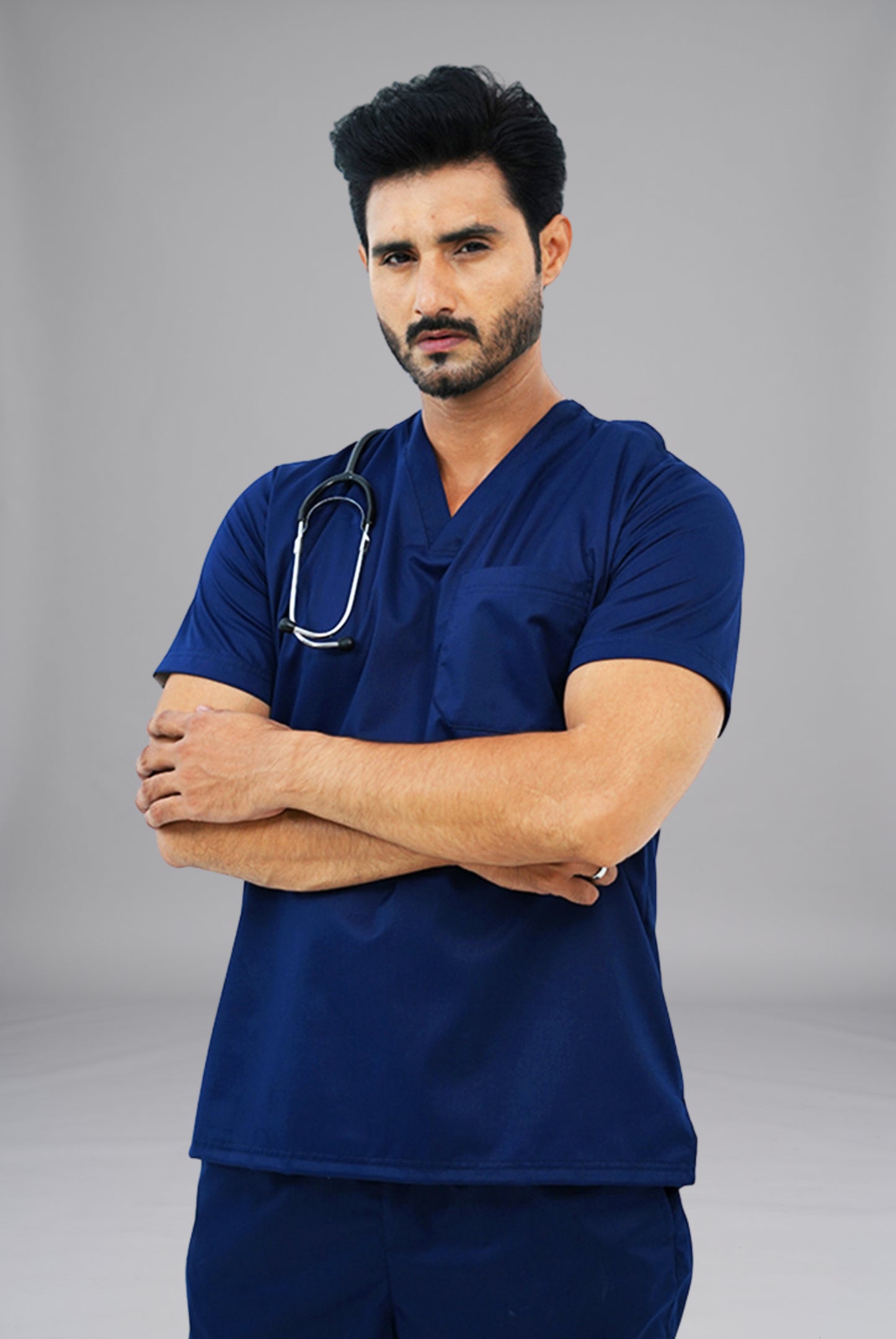 Buy Premium Notch™ Pro ink navy scrub in Pakistan by Gtex Apparels designed for comfortable daily professional use in healthcare environments 5