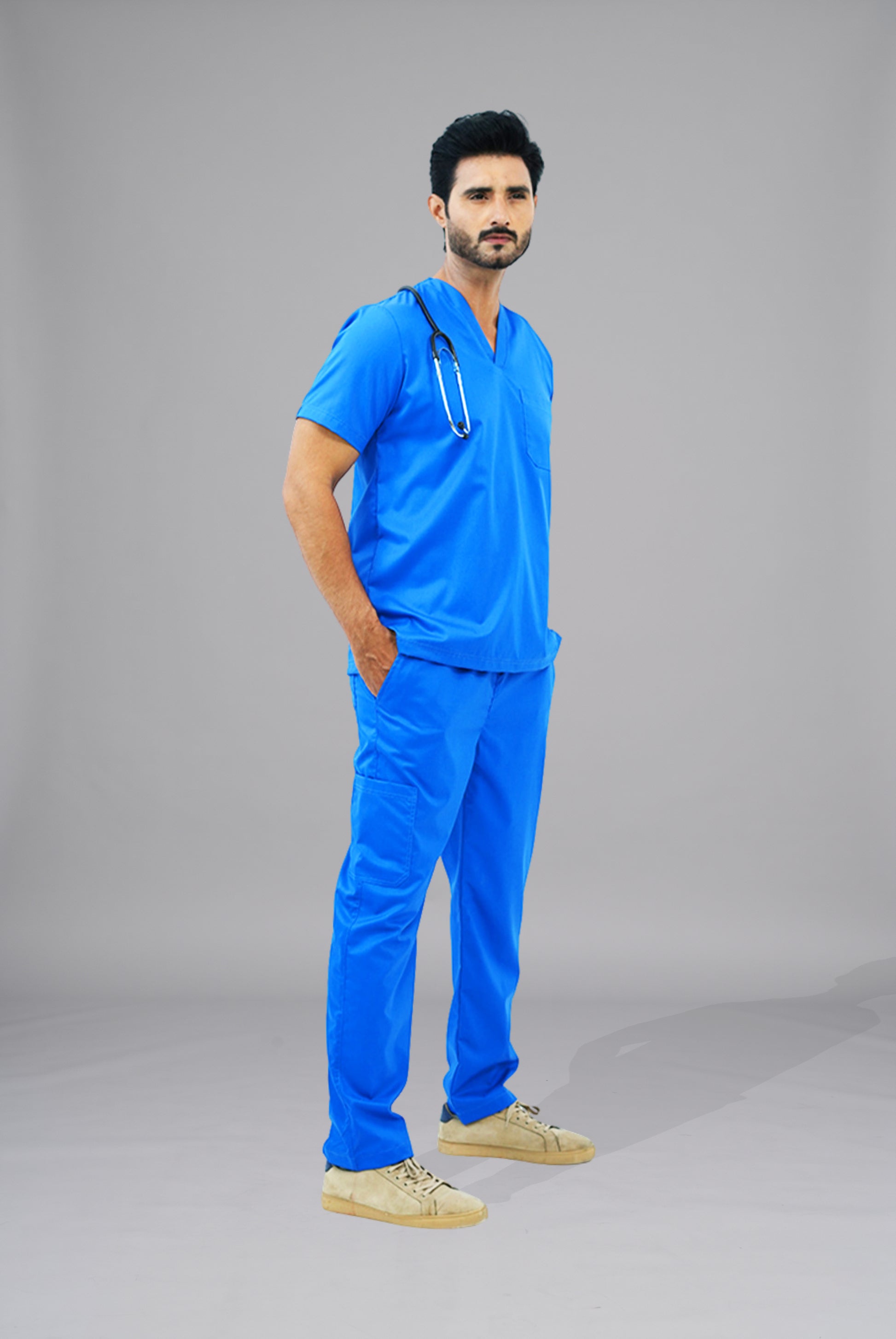 Buy Premium Notch™ Pro Royal_Blue_Scrub in Pakistan by Gtex Apparels, designed for comfortable daily professional use in healthcare environments 4
