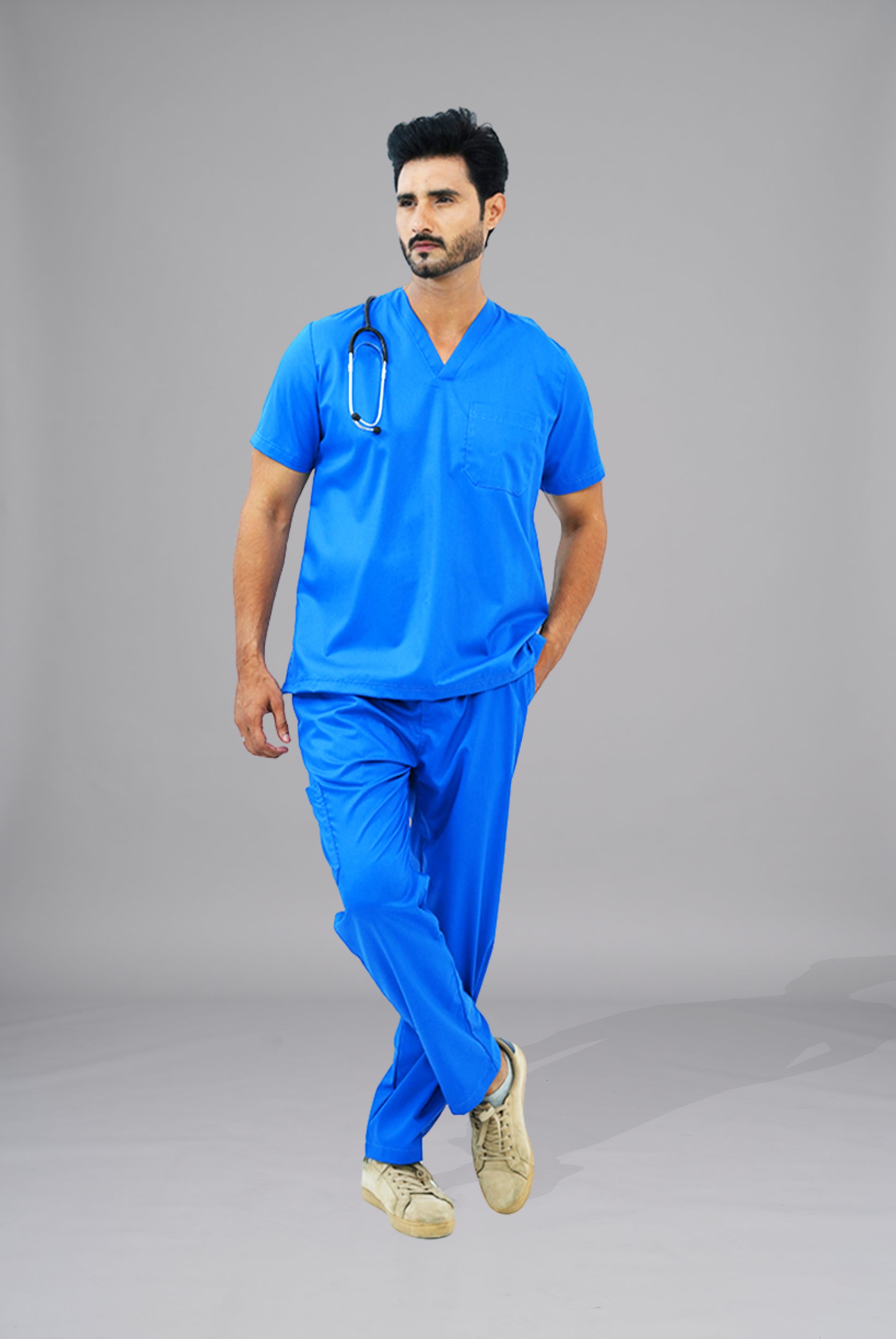 Buy Premium Notch™ Pro Royal_Blue_Scrub in Pakistan by Gtex Apparels, designed for comfortable daily professional use in healthcare environments 5