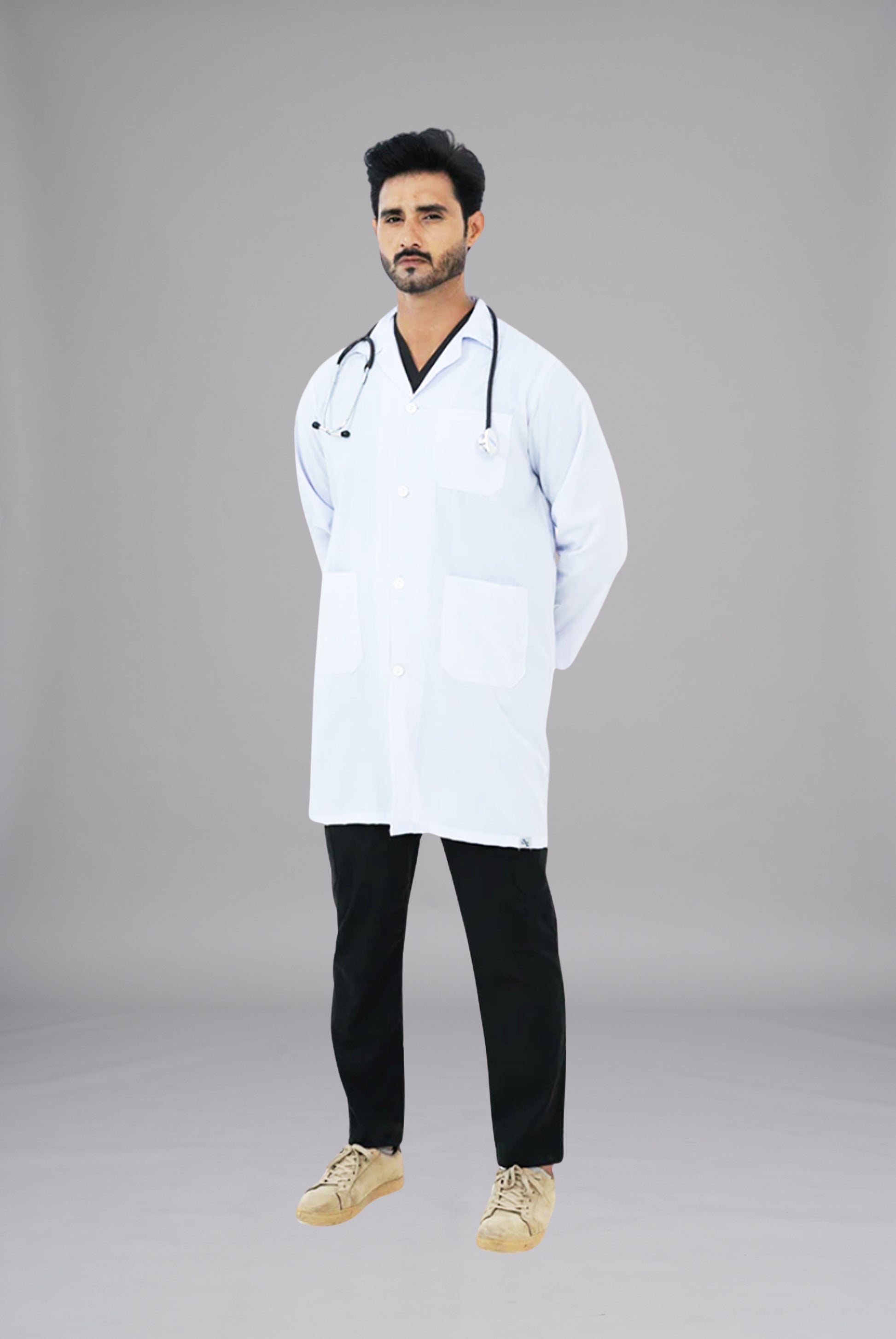 White Unisex Lab Coat by GTEX Apparels Pakistan – Comfortable Professional White Medical Coat for Doctors, Nurses, Pharmacists, Lab Technicians and Medical Students in Pakistan4