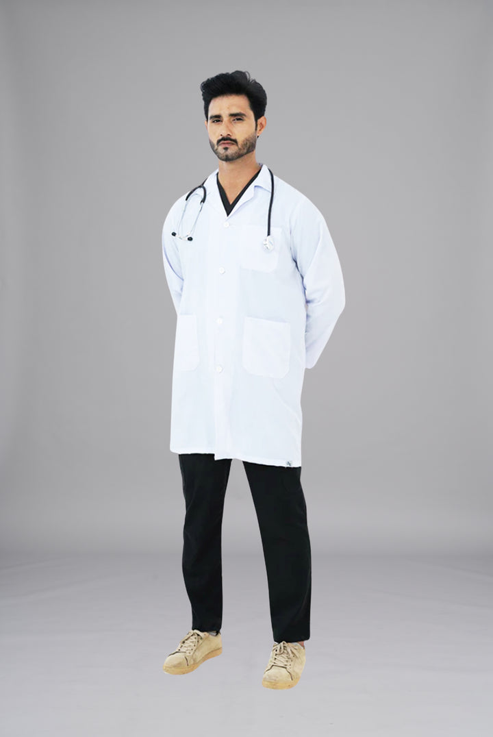 White Unisex Lab Coat by GTEX Apparels Pakistan – Comfortable Professional White Medical Coat for Doctors, Nurses, Pharmacists, Lab Technicians and Medical Students in Pakistan4