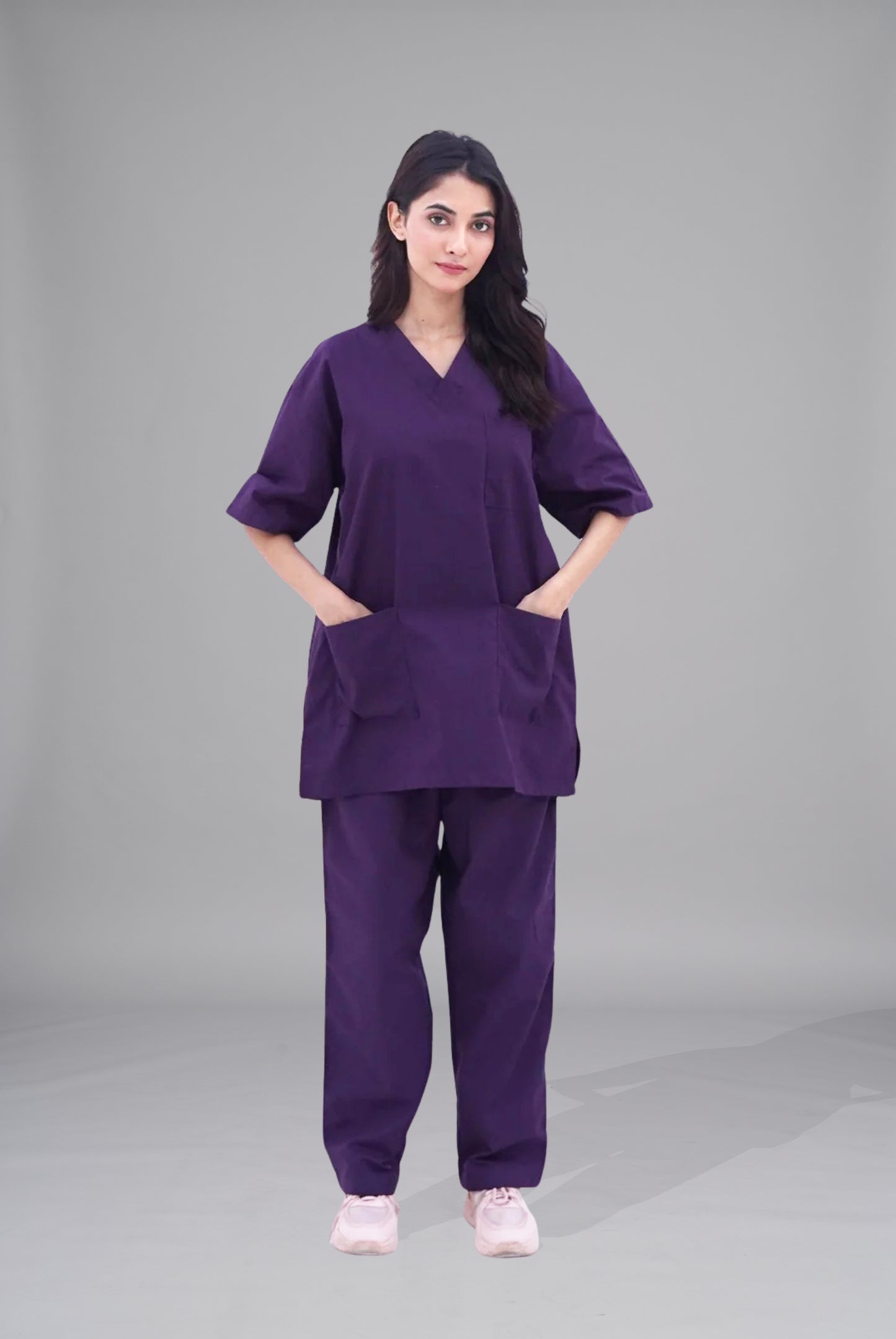 Buy purple scrubs for unisex in Pakistan by Gtex Apparels comfortable workwear for daily use 3