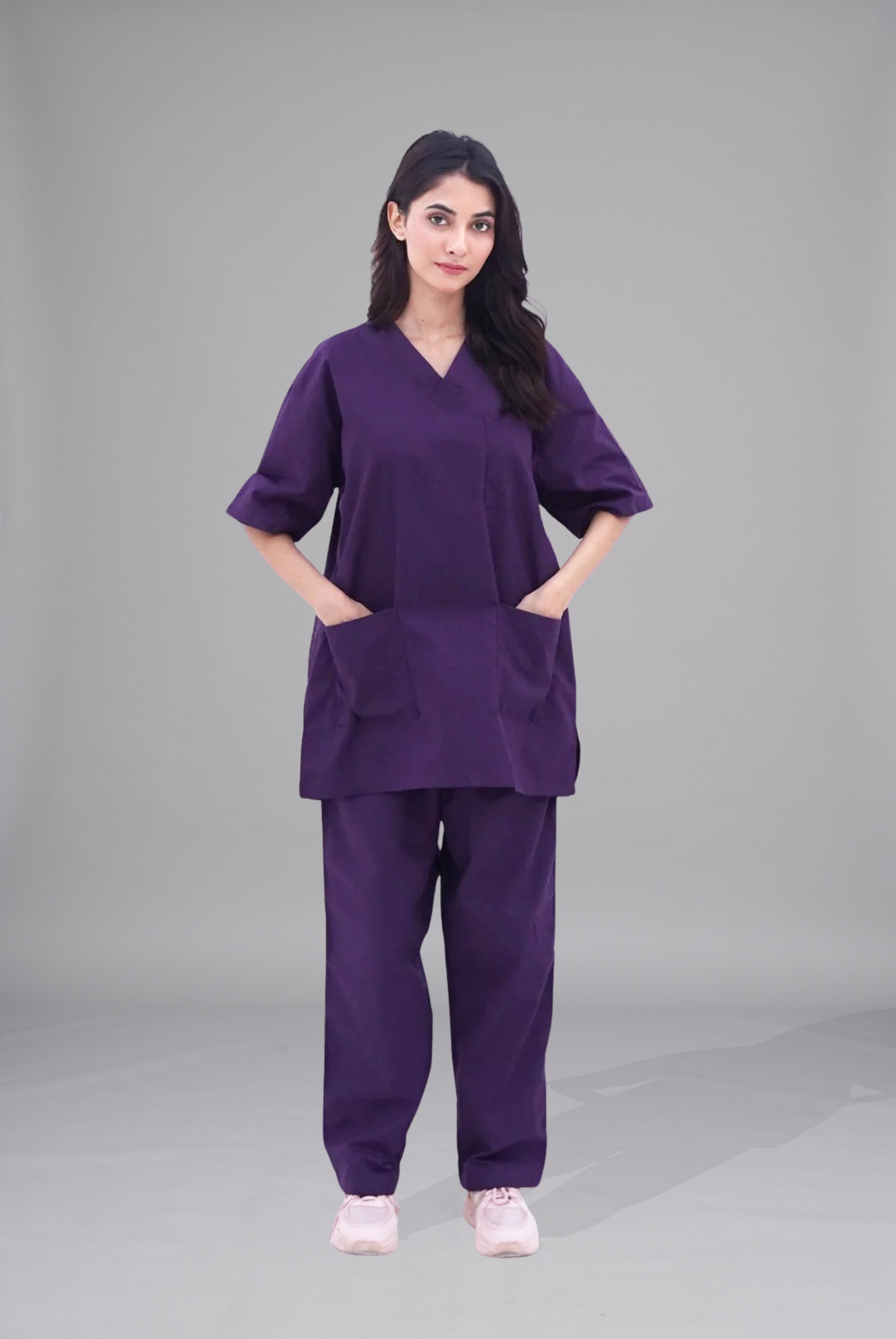 Buy purple scrubs for unisex in Pakistan by Gtex Apparels comfortable workwear for daily use 3